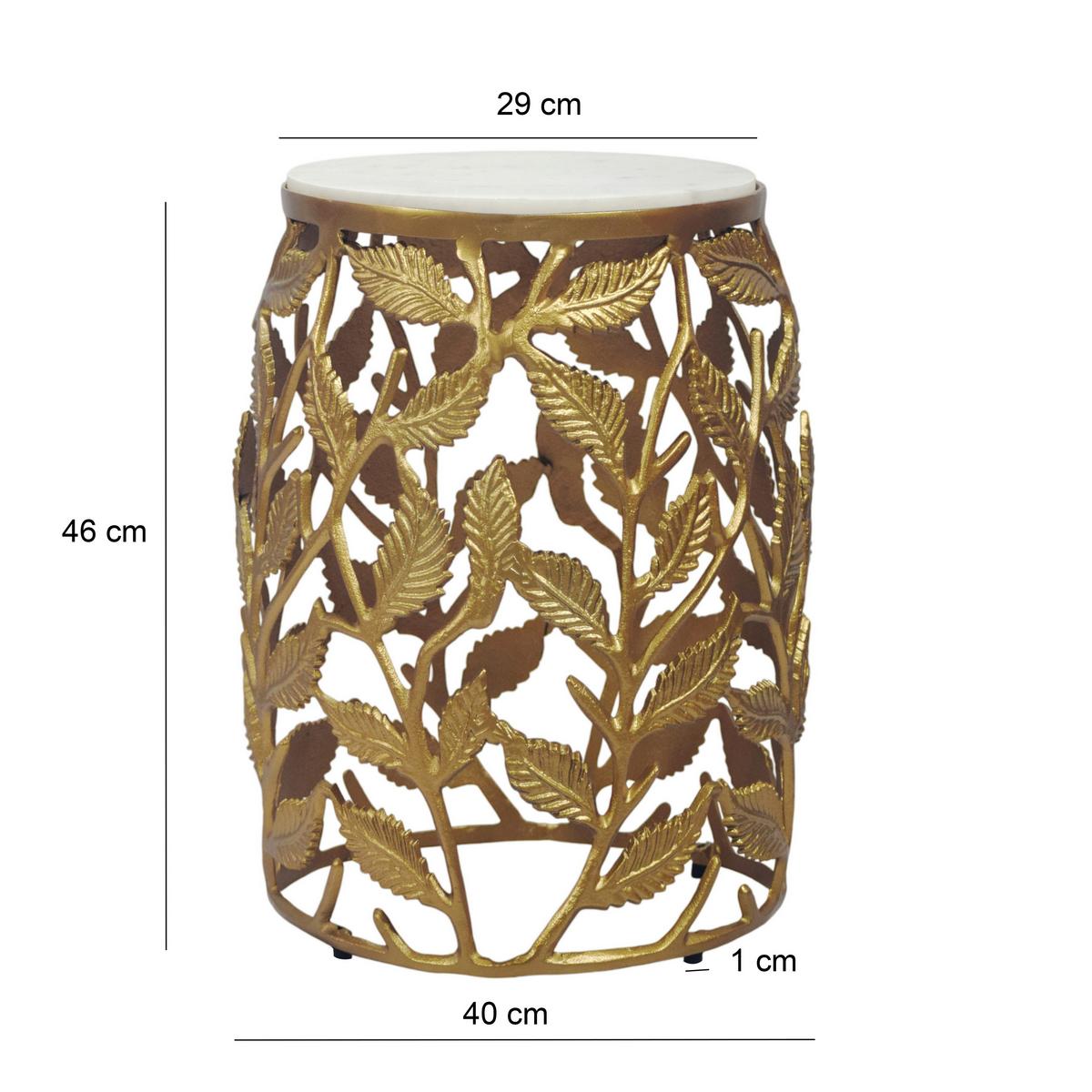 BEISTELLTISCH Weiß/Goldfarben L: 40cm - Goldfarben/Weiß, Design, Stein/Metall (40/40/46cm) - MID.YOU
