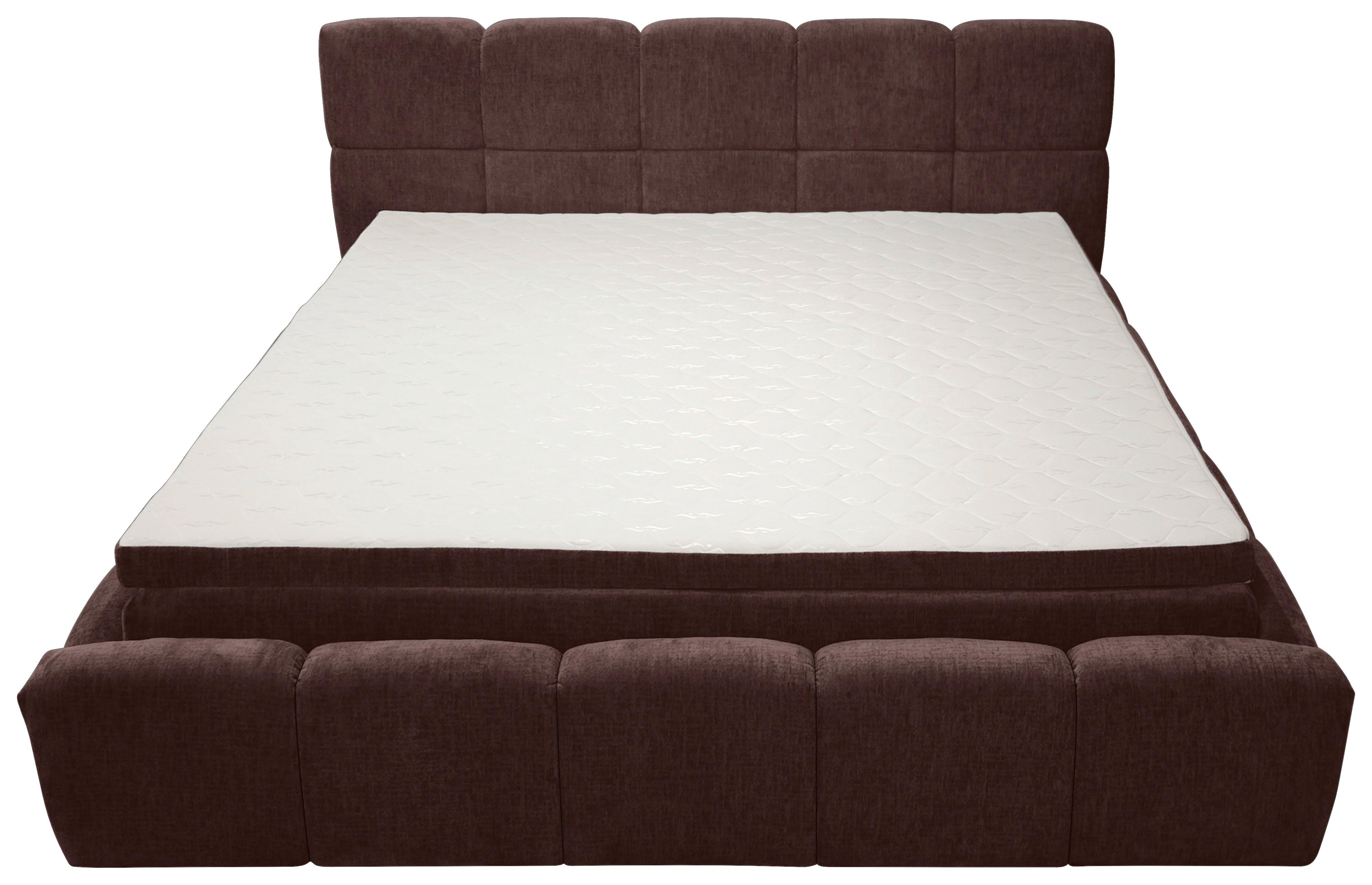 Polsterbett Noe Bordeaux, Lf: 180x200 cm - Bordeaux/Schwarz, Trend, Textil/Metall (180/200cm)