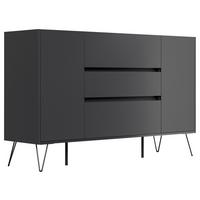 Sideboard Posseik Industrial Graphitfarben B: 155 Cm - Schwarz/Graphitfarben, Design, Holzwerkstoff (155/93,6/42cm) - P & B