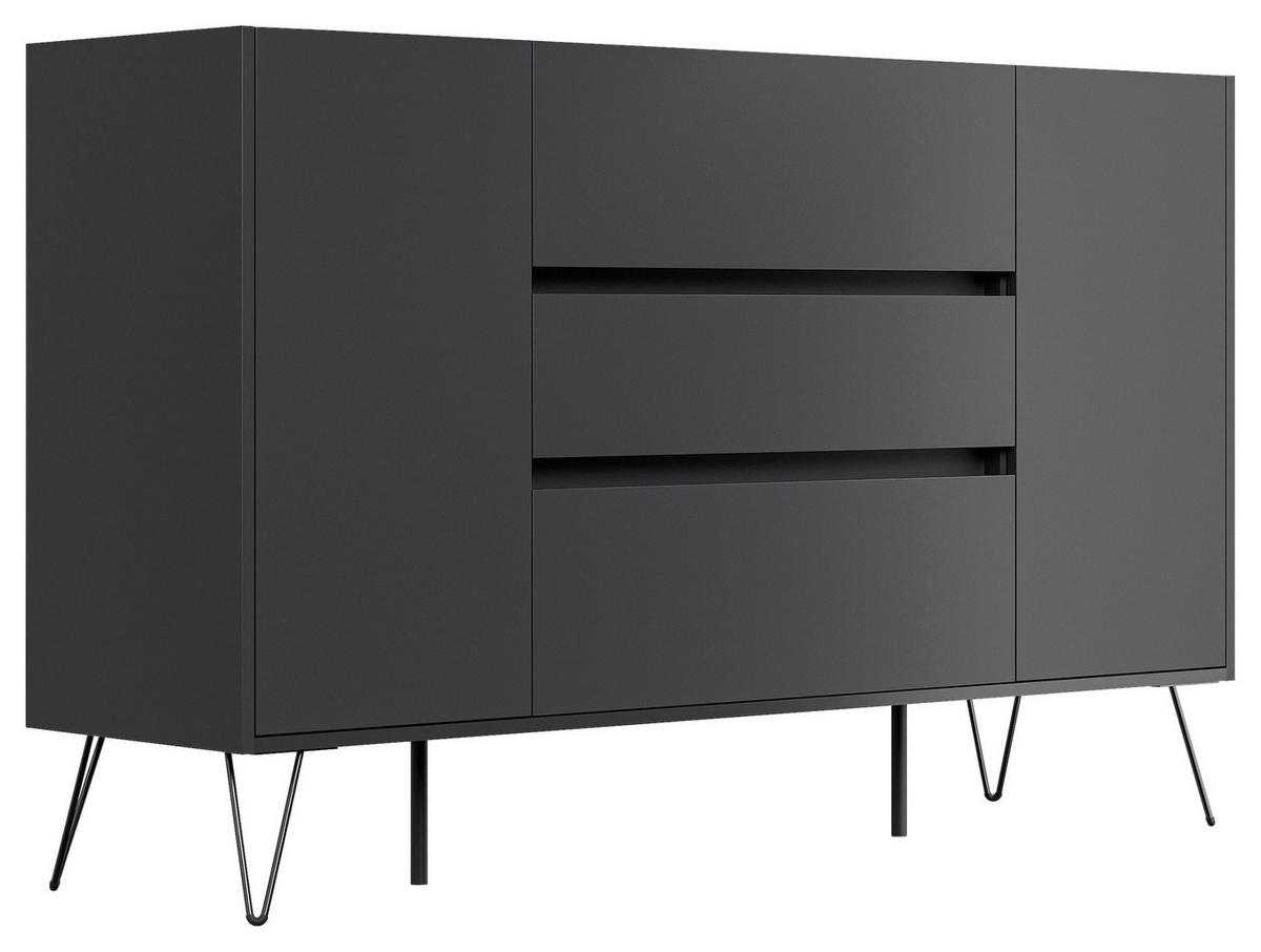 Sideboard Posseik Industrial Graphitfarben B: 155 Cm - Schwarz/Graphitfarben, Design, Holzwerkstoff (155/93,6/42cm) - P & B