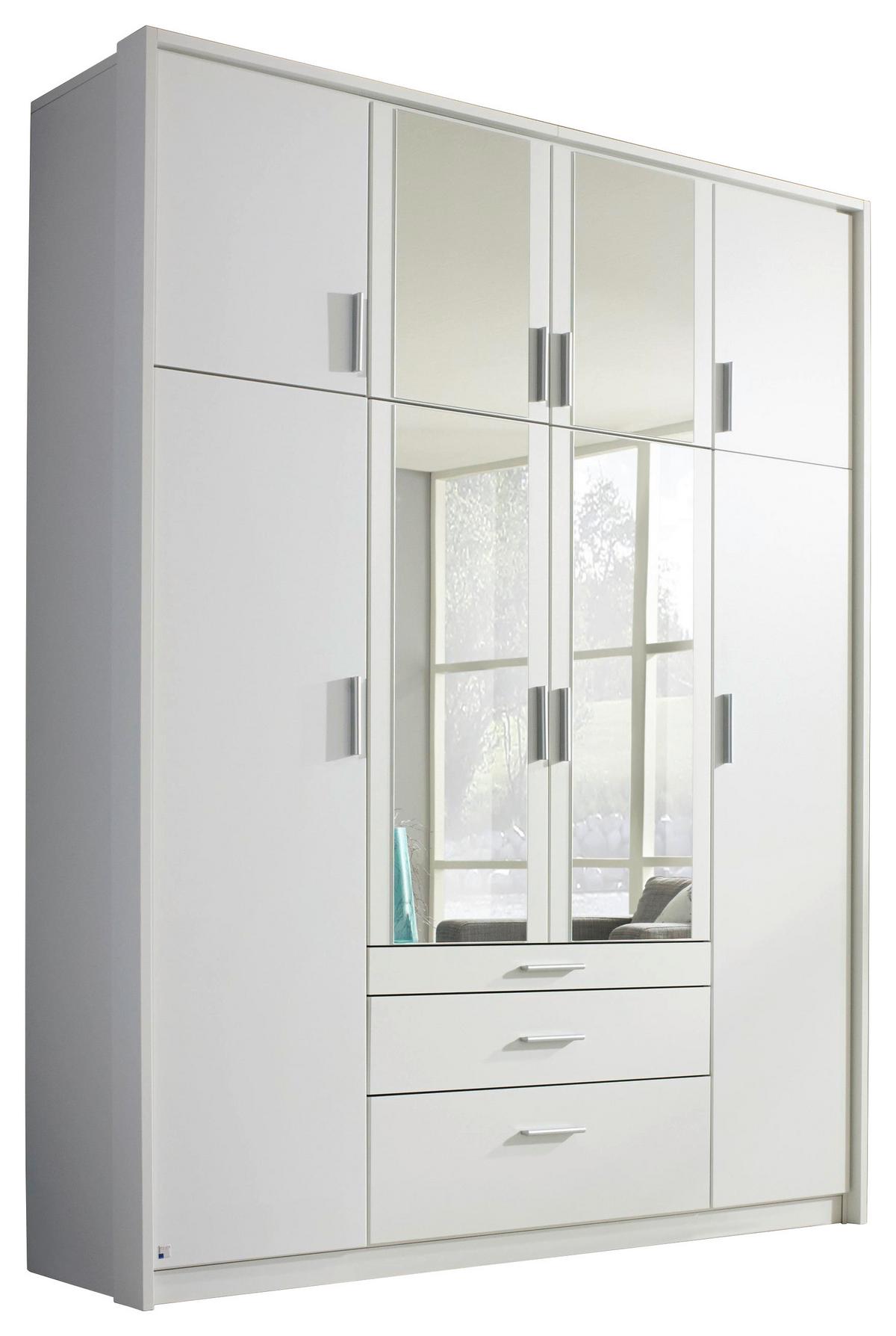 Drehtürenschrank Mit Spiegel 185 Cm Weiß Hildesheim - Klar/Weiß, Design, Glas/Holzwerkstoff (185/231/56cm) - Rauch Möbel