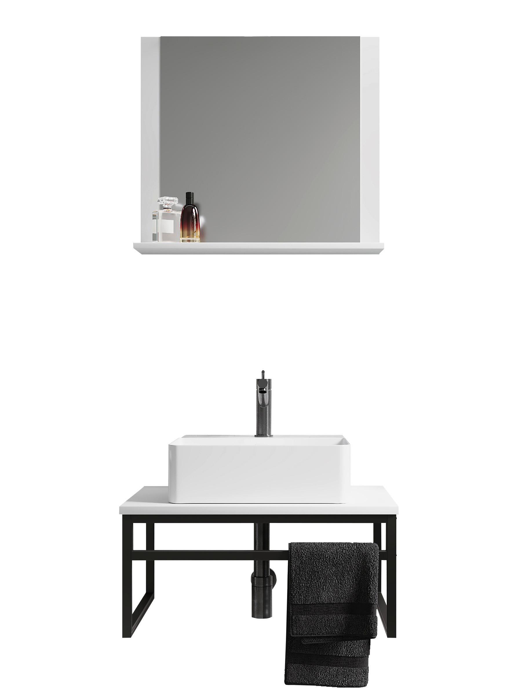 Badmöbel-Set 3-Tlg. Bitila B: 60 cm Schwarz/Weiß - Schwarz/Weiß, MODERN, Glas/Keramik (60cm) - MID.YOU