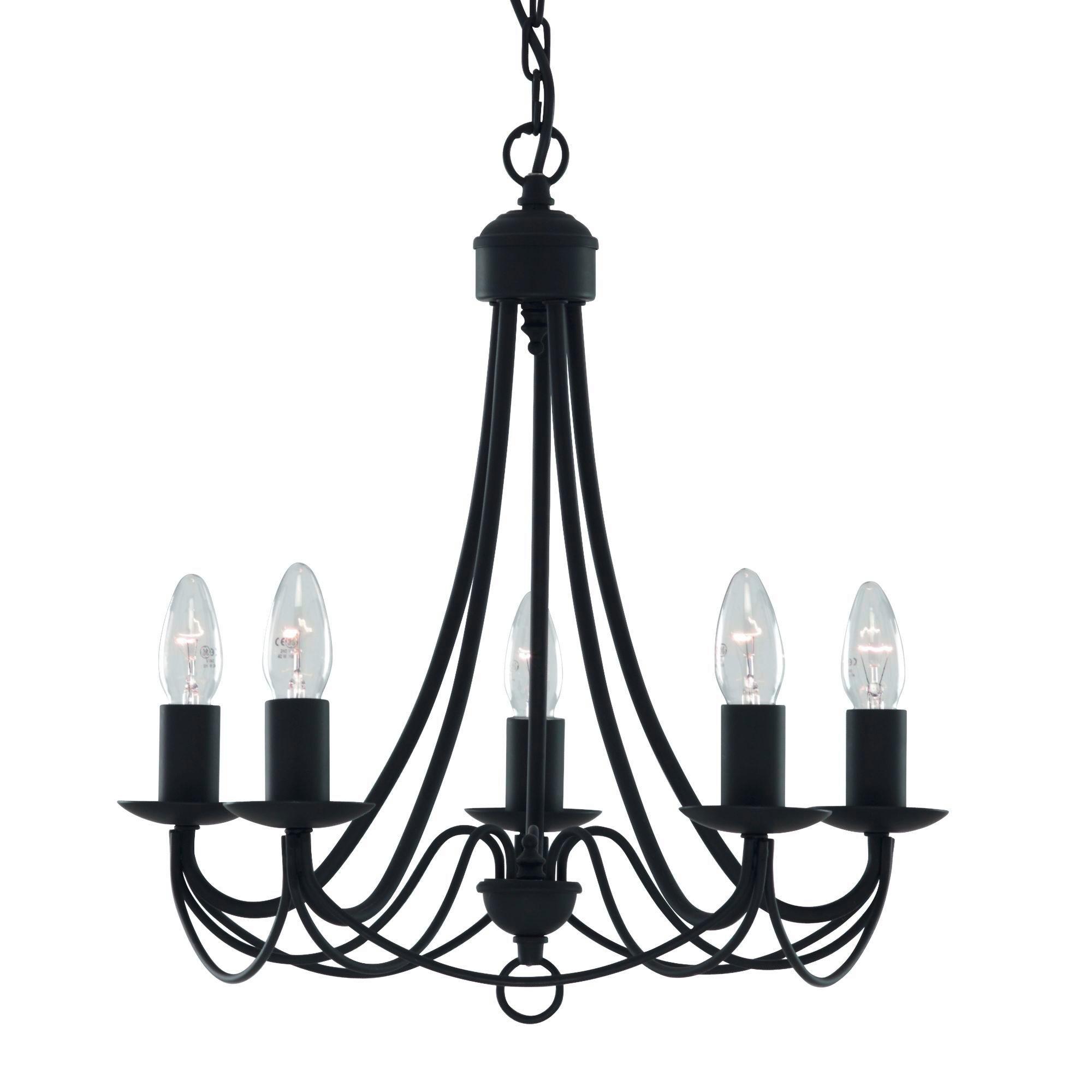Kronleuchter 6345-5bk Maypole - Schwarz, KONVENTIONELL, Metall (46/120cm)