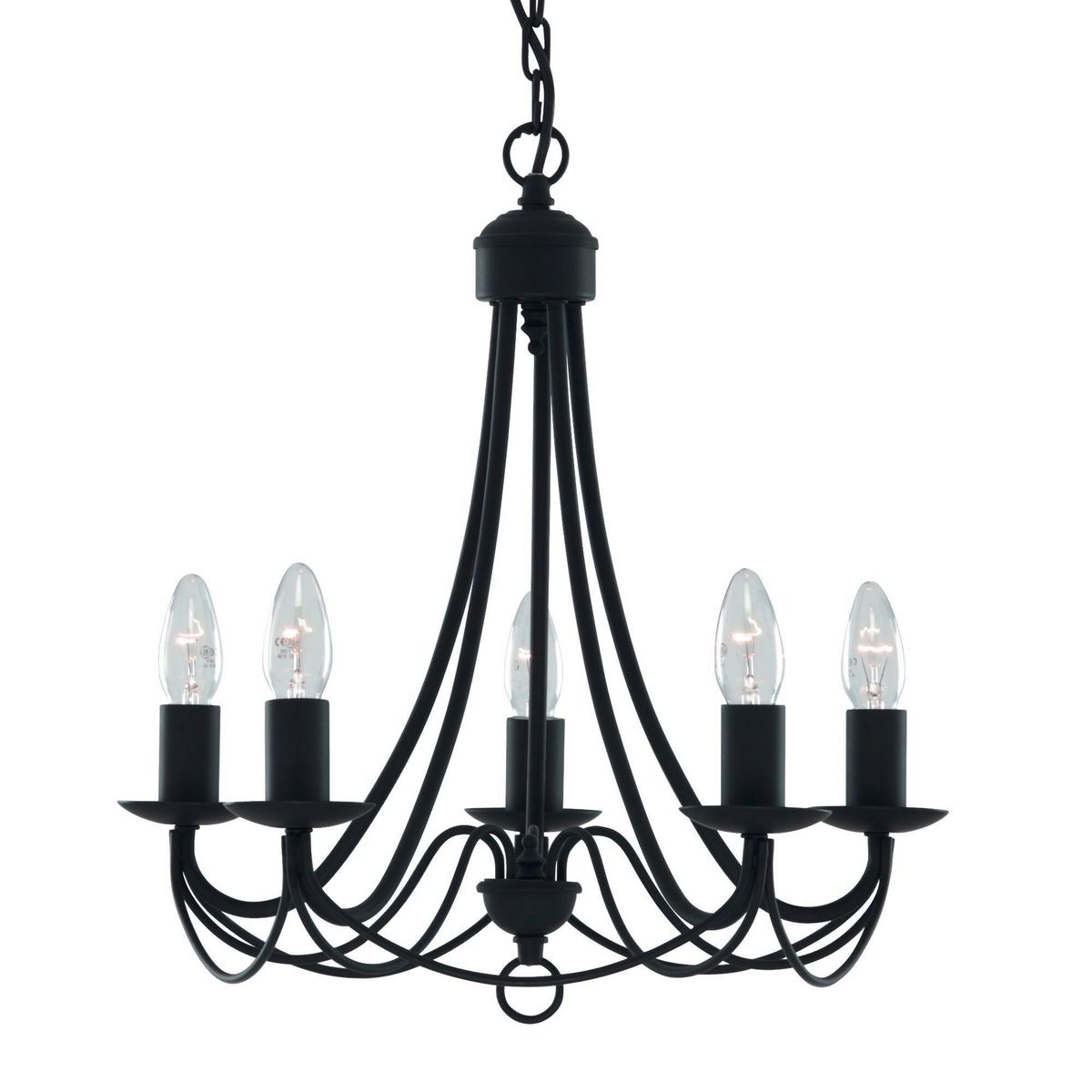 Kronleuchter 6345-5bk Maypole - Schwarz, KONVENTIONELL, Metall (46/120cm)
