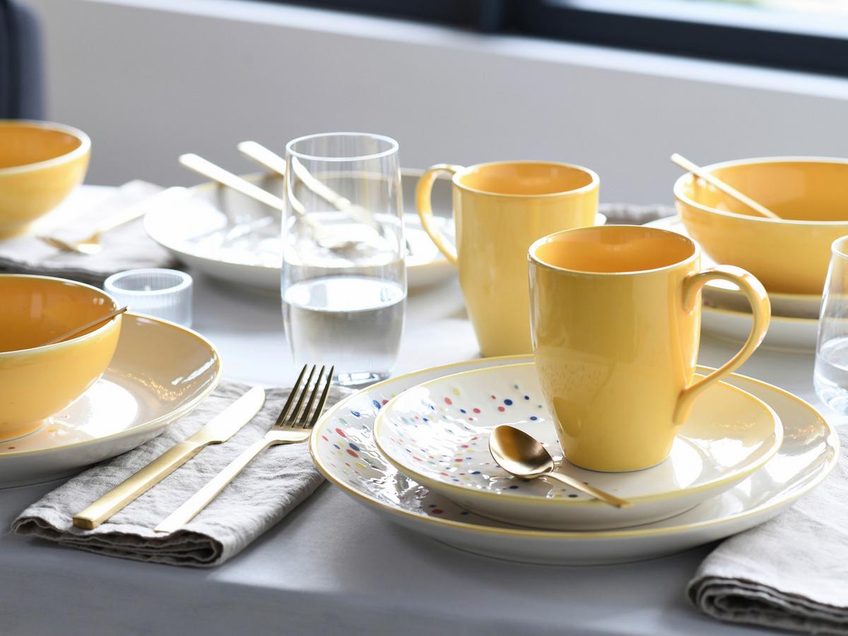 Kombiservice Joy Gelb-bunt Creme, Gelb 16--Teilig - Gelb/Creme, Basics, Keramik (36/35,5/33null) - Creatable
