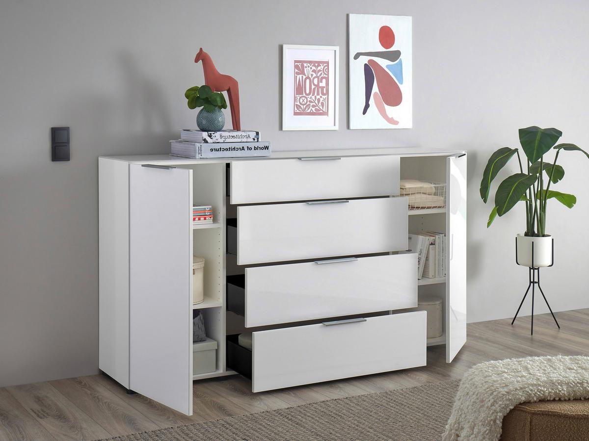 ŠIROKÁ KOMODA SIENA -EXKLUSIV- - čierna/biela, Modern, kov/kompozitné drevo (180/99/40cm) - Mömax