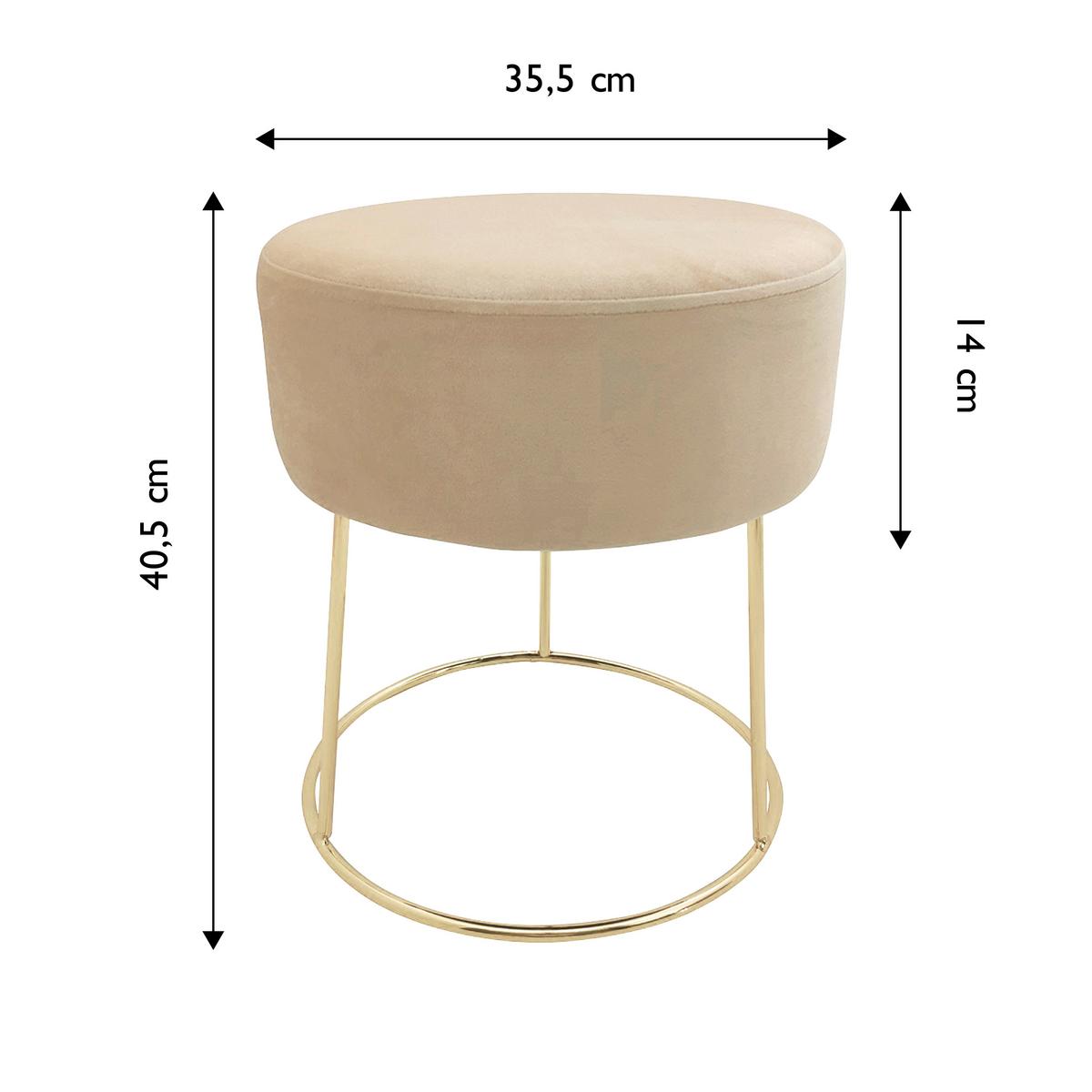 Hocker Marilyn Samt Creme Sitz Gepolstert H: 40,5 cm - Goldfarben/Creme, Design, Textil (35,5/40,5/35,5cm) - Echtwerk