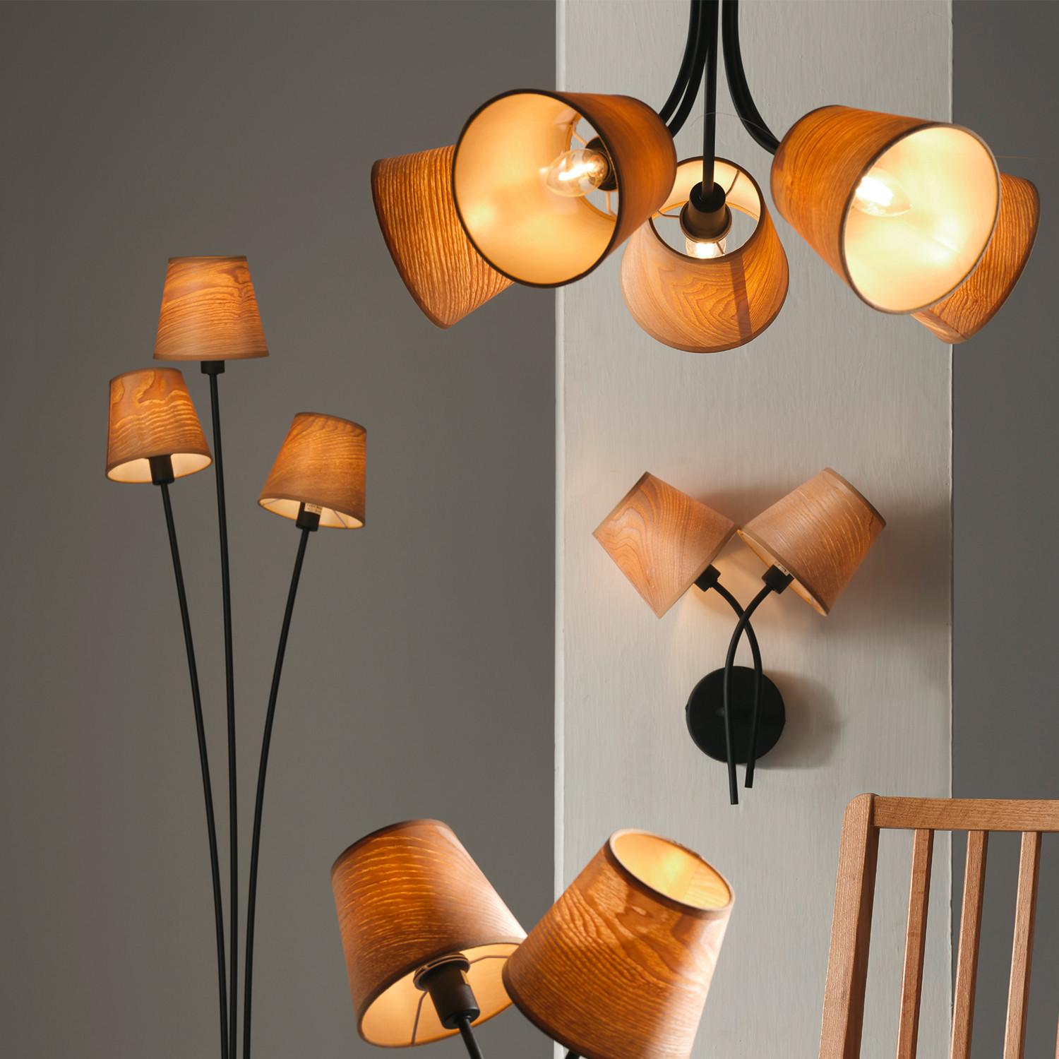 Kronleuchter 5067/5 - Eichefarben/Schwarz, KONVENTIONELL, Textil/Metall (55/150cm)