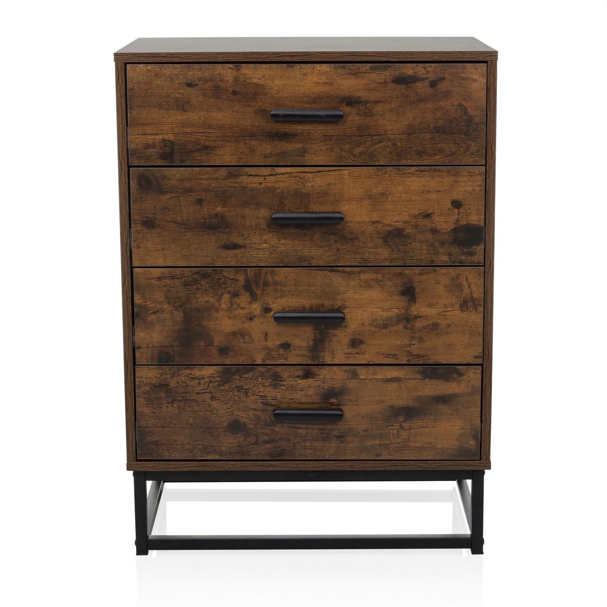 Kommode Vinstra Braun/schwarz B: 60 Cm - Schwarz/Braun, MODERN, Holzwerkstoff (60/83,5/38,5cm) - MID.YOU