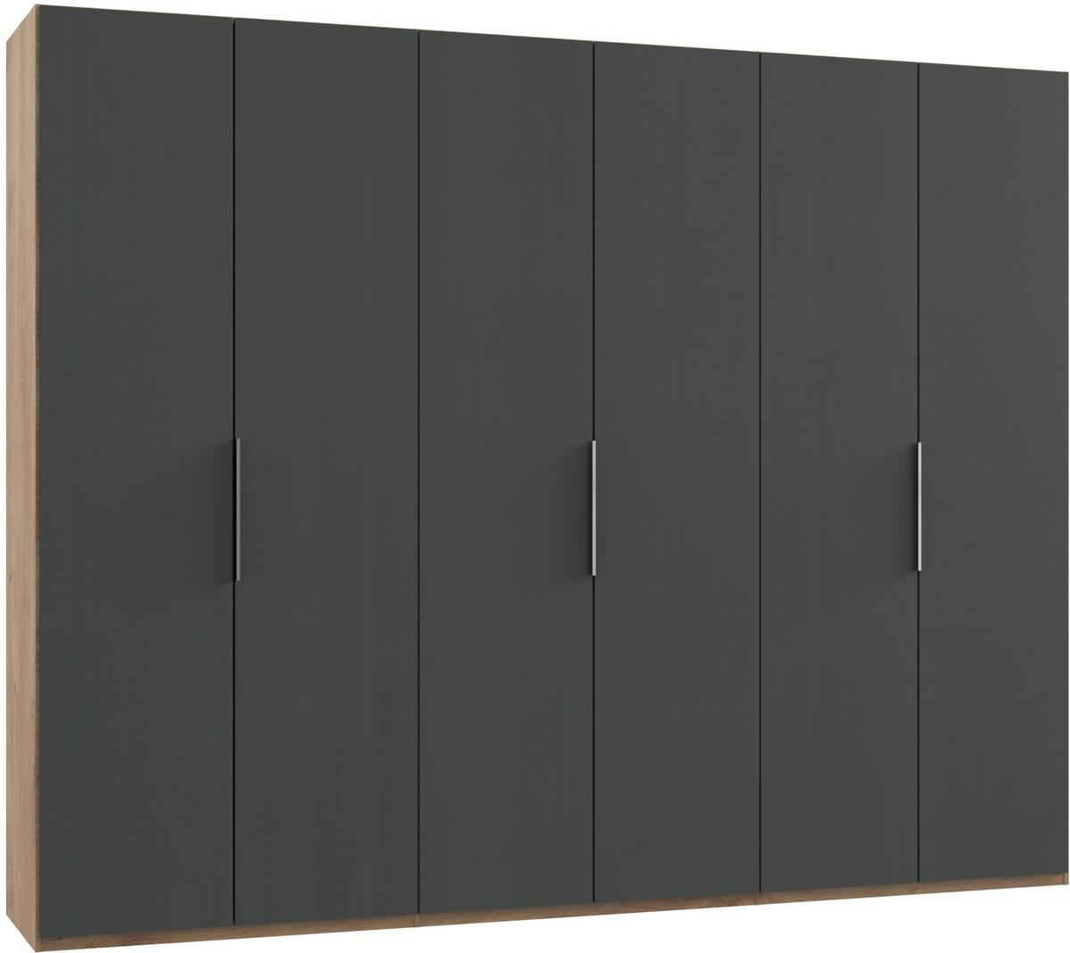 Drehtürenschrank B: 300 Cm Level Graphit-/eichefarben - Eichefarben/Graphitfarben, MODERN, Holzwerkstoff (300/236/58cm) - MID.YOU