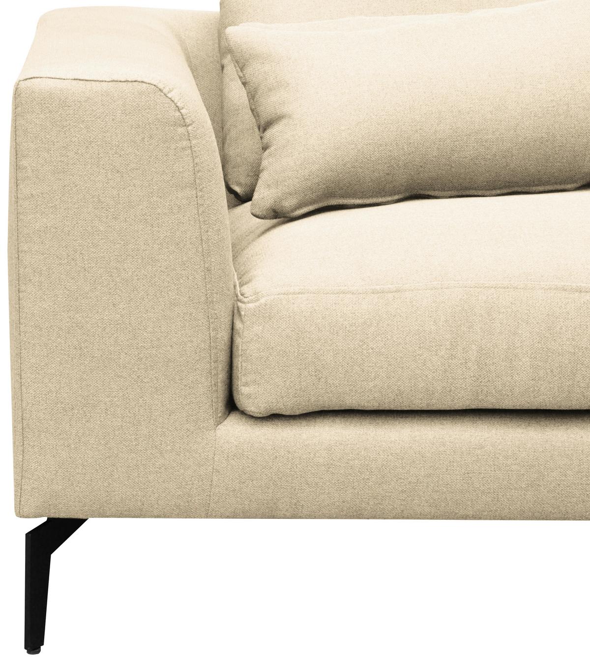 Ecksofa Berlin Webstoff Creme 313x172 cm - Creme/Schwarz, Design, Textil (313/172cm) - Livetastic