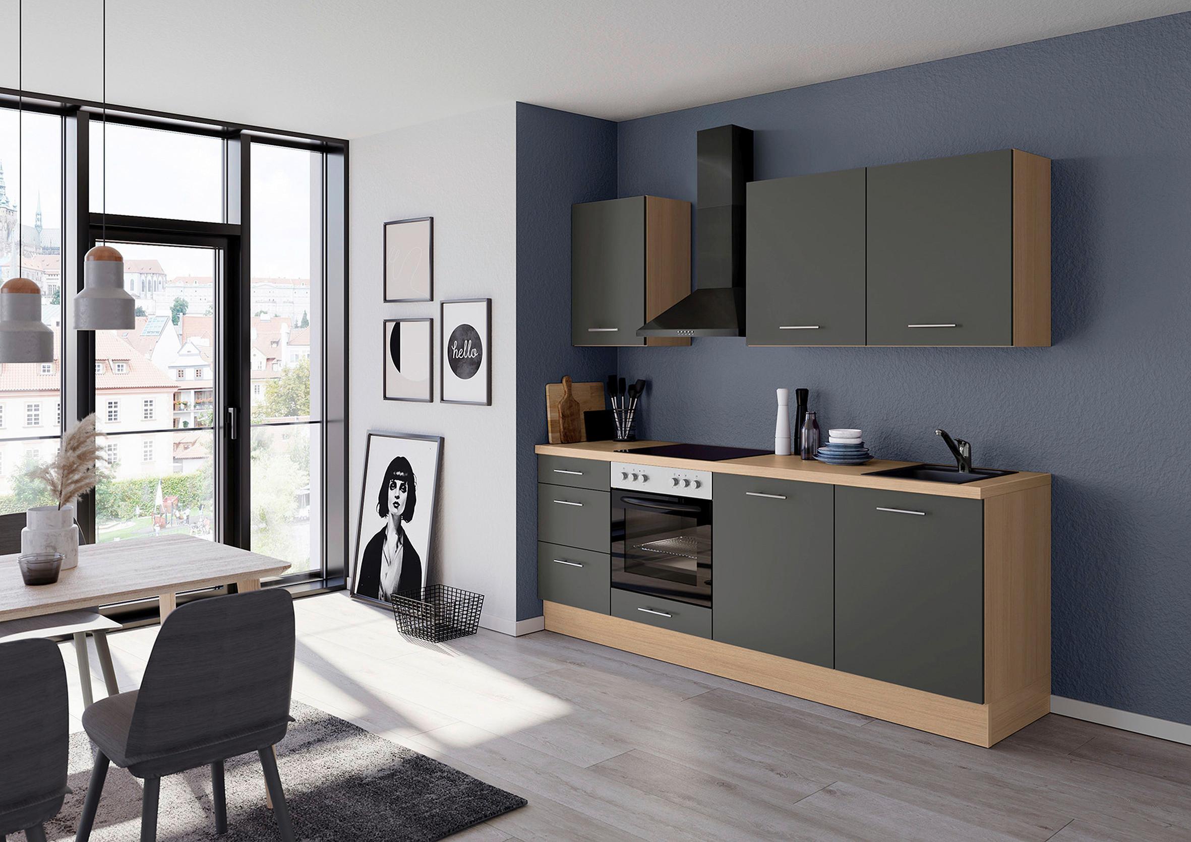 Küchenblock Ip1200 - Dunkelgrau/Eichefarben, Design, Holzwerkstoff (230cm) - Impuls