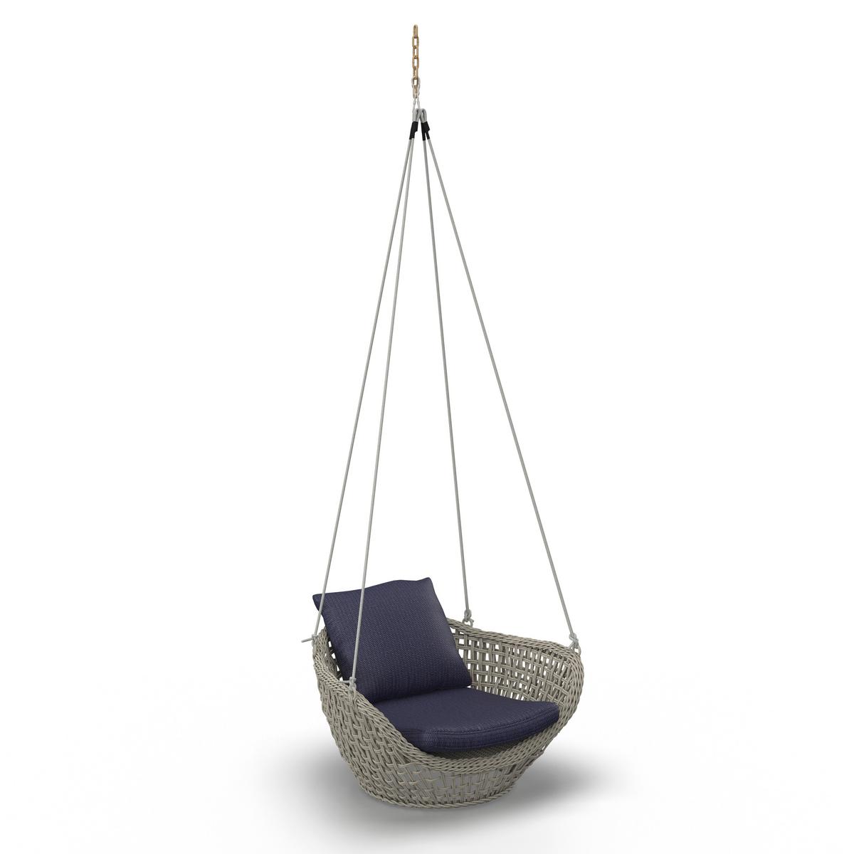 ZÁVĚSNÉ KŘESLO ELODIE - modrá/krémová, Moderní, kov/textil (83/73/48cm) - Bessagi Garden