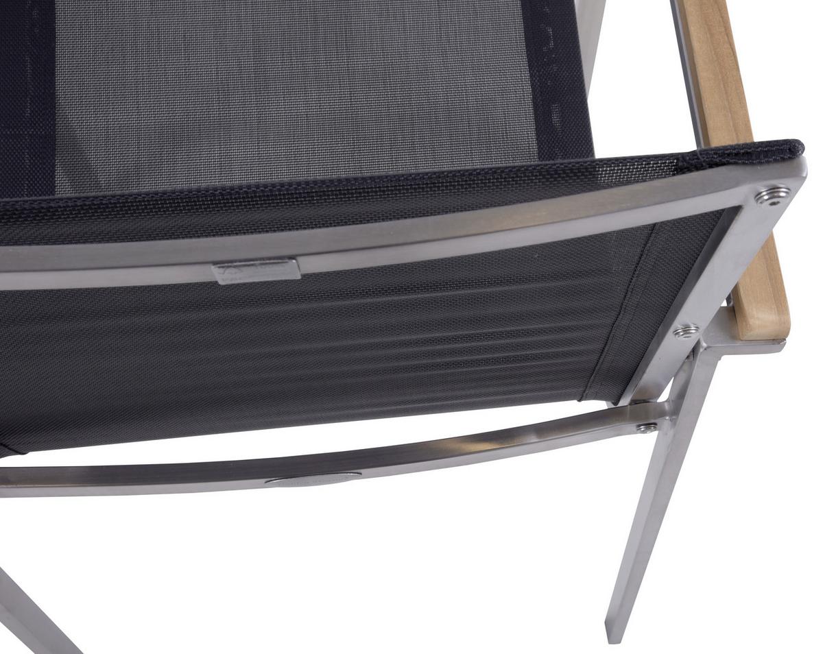 Gartenstuhl Stapelbar Denver 2er-Set Teakholz/edelstahl - Silberfarben/Schwarz, Basics, Holz/Kunststoff (58/86/55cm) - Gardenson