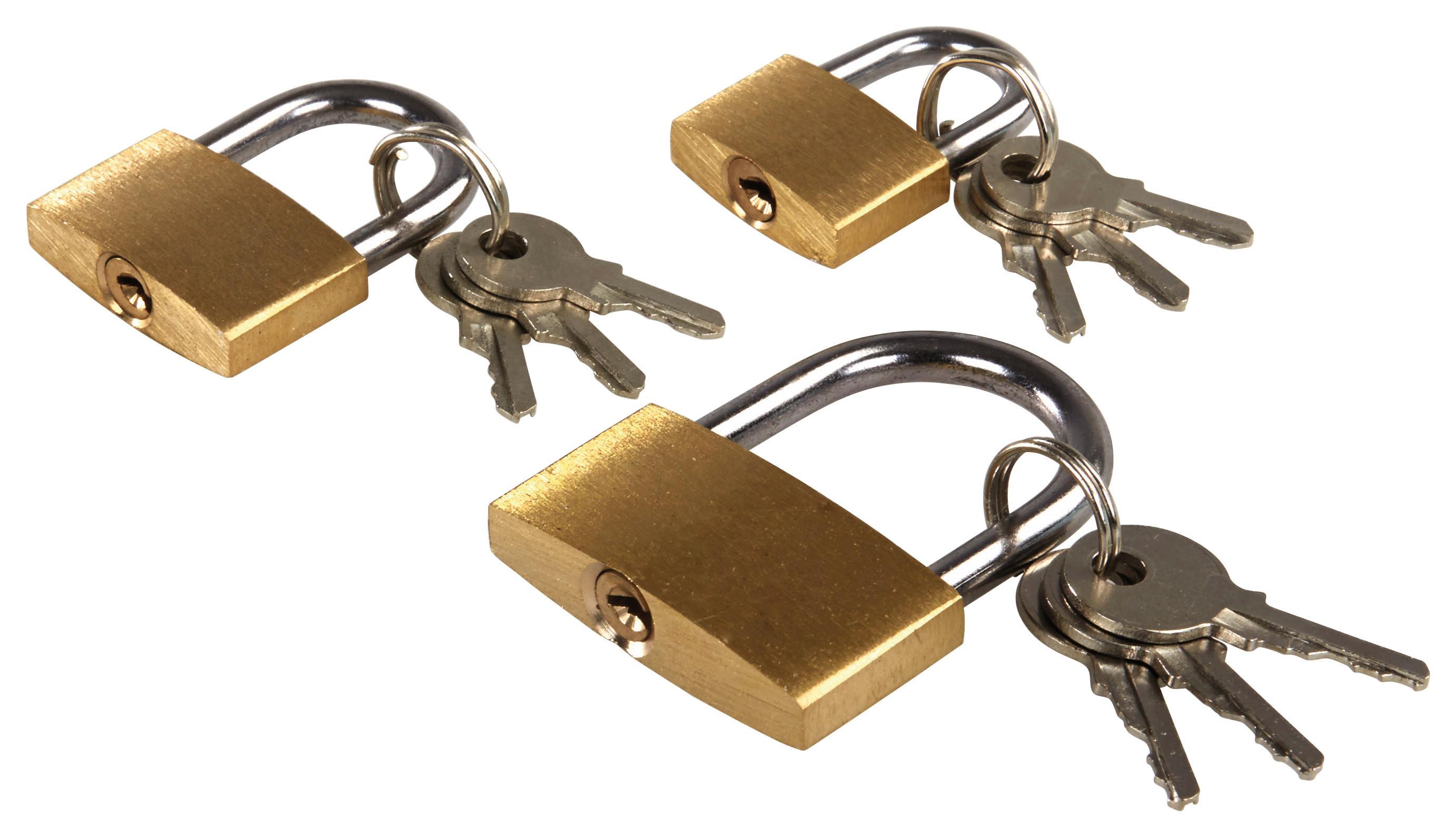 Vorhängeschloss-Set Goldfarben inkl. Je 3 Schlüssel - Goldfarben, KONVENTIONELL, Metall