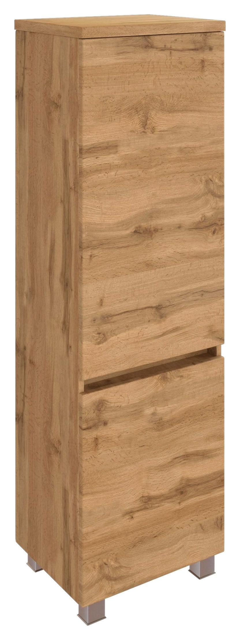 Midischrank Pienza B: 40 cm Eiche Wotan Dekor - Eiche Wotan/Silberfarben, MODERN, Holzwerkstoff (40/133/35cm) - Held