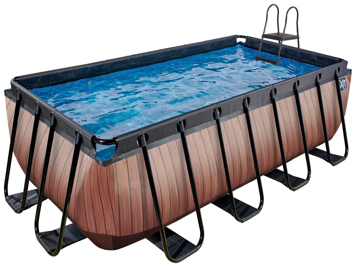Schwimmbecken Rechteckig Exit mit Leiter und Pumpe L: 400 cm - Braun, KONVENTIONELL, Metall (400/200/122cm) - EXIT Toys