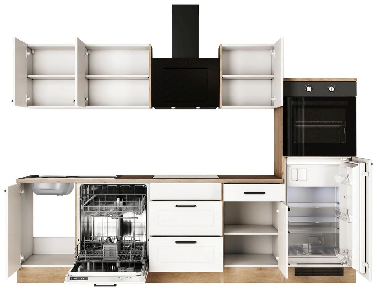 Küchenblock Julia Eiche/Weiß B: 280 cm - Eichefarben/Weiß, Basics, Holzwerkstoff (280cm) - FlexWell