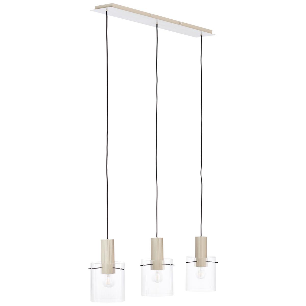 Hängeleuchte Göteborg H: 150 Cm 3-Flammig - Transparent/Beige, Basics, Glas/Metall (98/18/150cm) - Brilliant