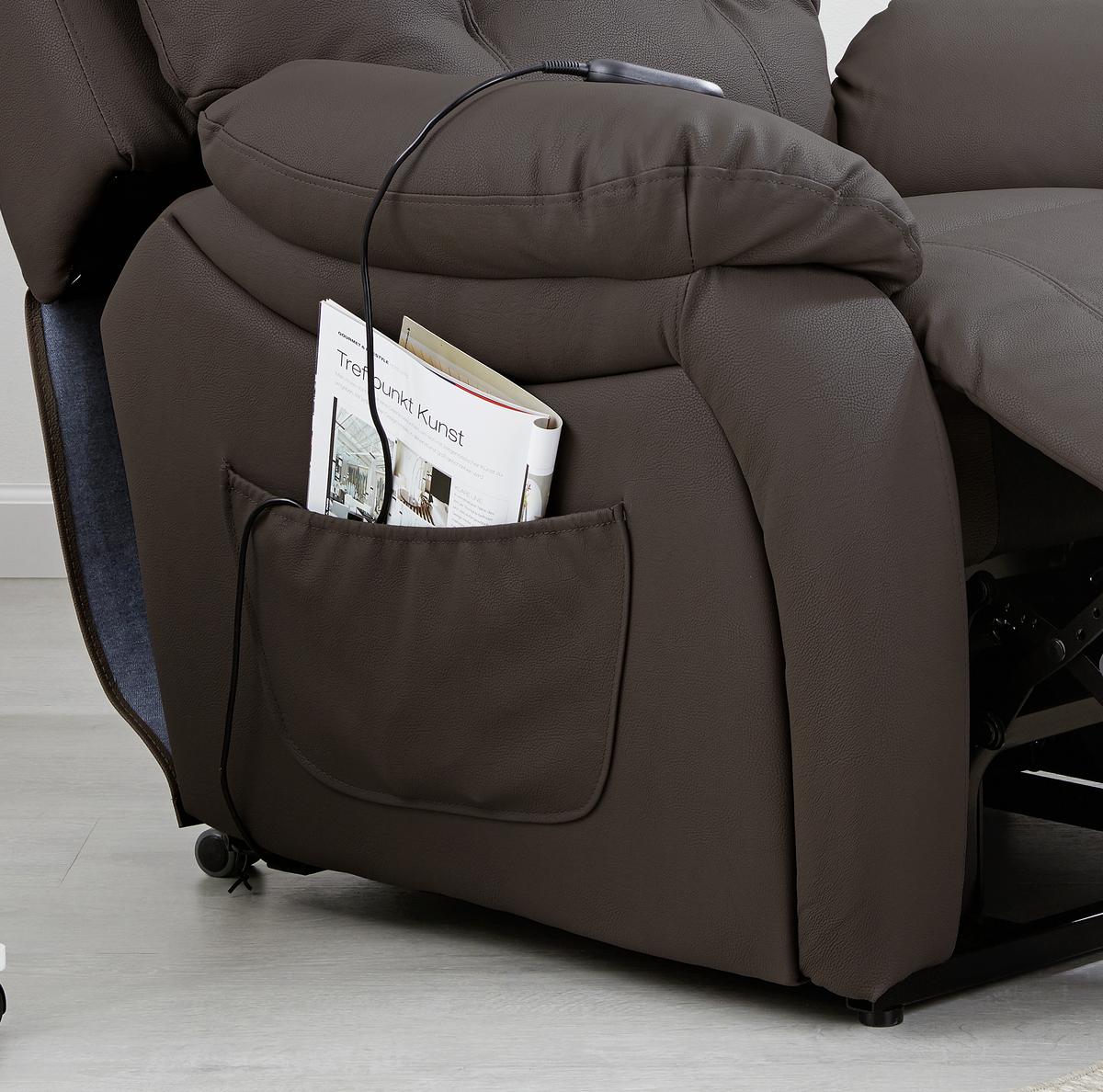 Relaxačné kreslo MARIO, hnedá, kožený vzhľad - hnedá/čierna, Konventionell, kov/textil (89/107-79/94-165cm) - James Wood