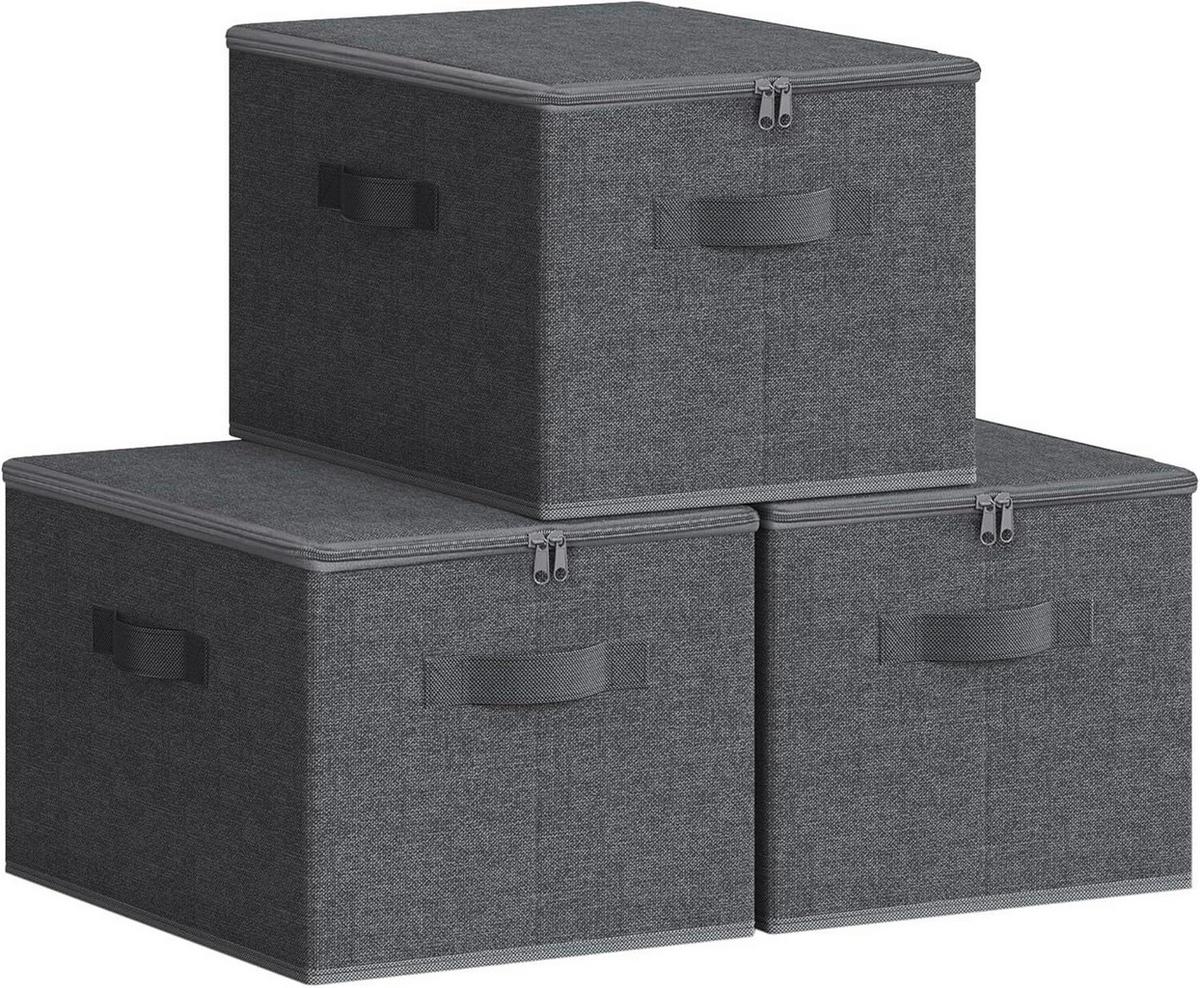 Aufbewahrungsboxen-set Grau B: 40 Cm - Grau, Basics, Papier/Textil (40/25/30cm)