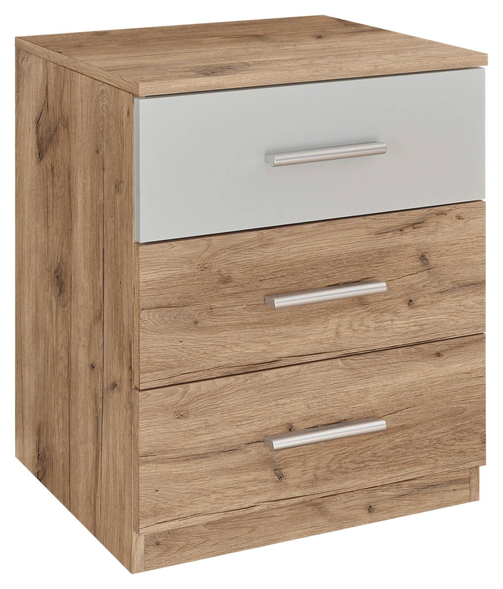 NOČNÍ STOLEK MARS - barvy dubu/světle šedá, Moderní, kompozitní dřevo/plast (46/56/41cm)