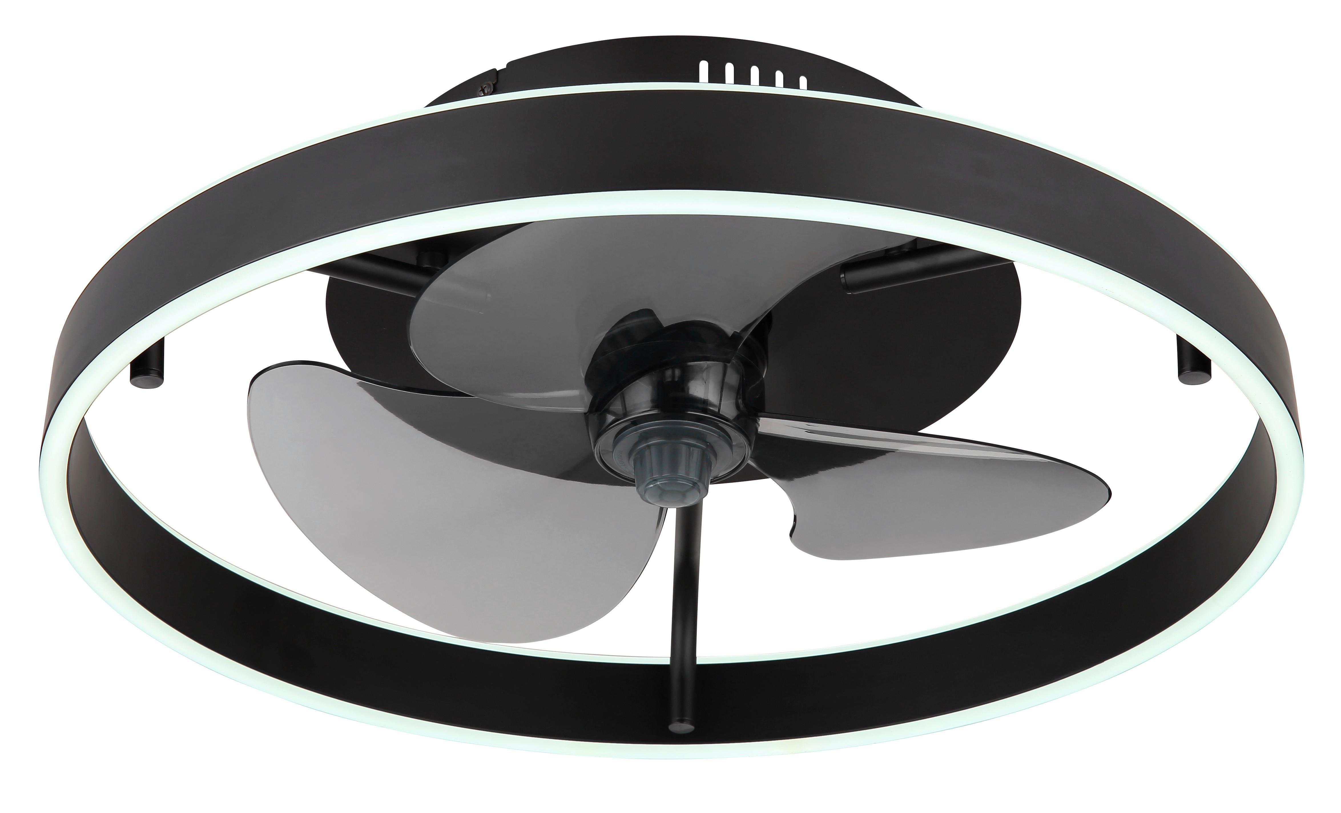 Deckenventilator Conway Schwarz Weiß D: 50 cm - Schwarz/Weiß, KONVENTIONELL, Kunststoff/Metall (50/14,5cm) - Globo