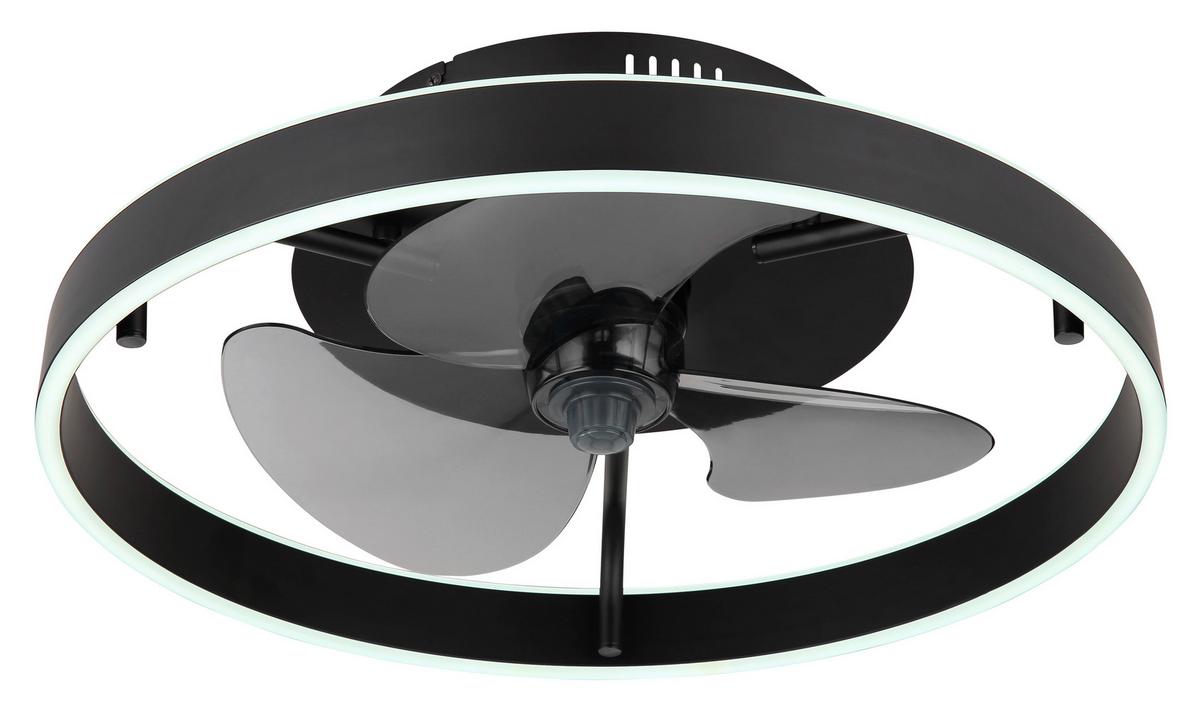 Deckenventilator Conway Schwarz Weiß D: 50 cm - Schwarz/Weiß, KONVENTIONELL, Kunststoff/Metall (50/14,5cm) - Globo