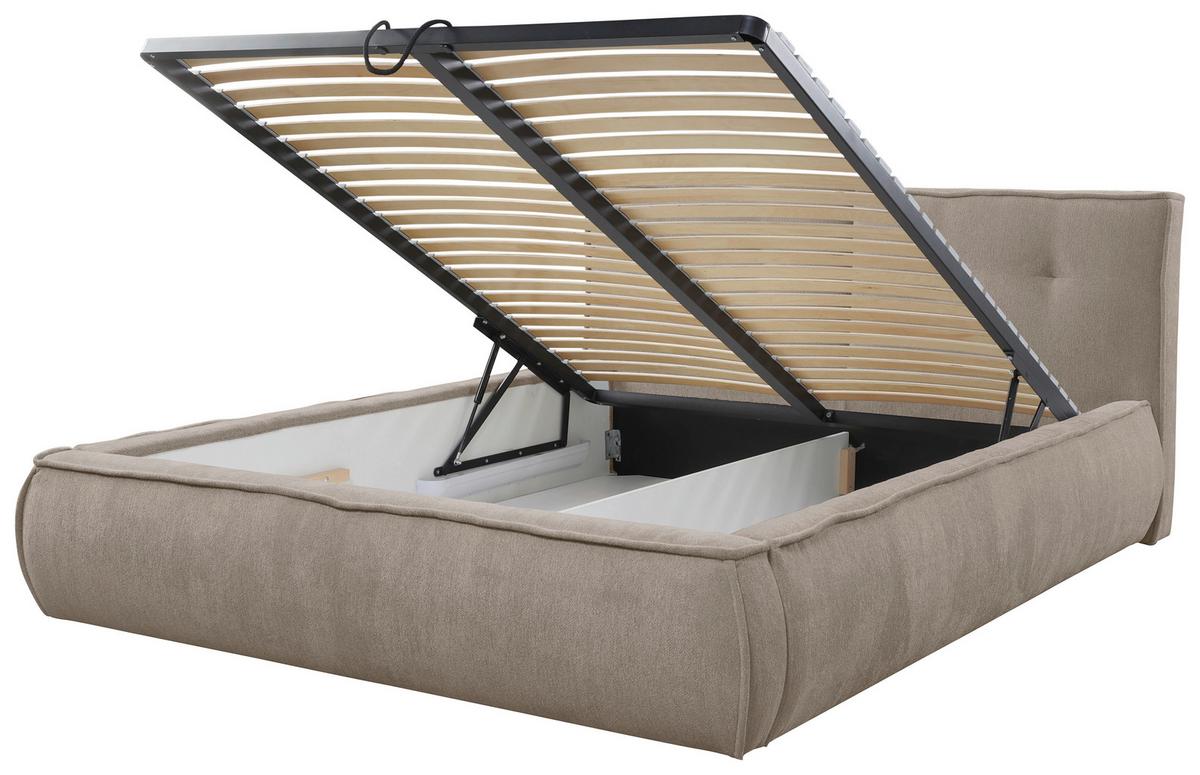 Polsterbett Mit Lattenrost 160x200 Cm Lacjo Hellbraun - Hellbraun/Beige, LIFESTYLE, Holz/Holzwerkstoff (160/200cm) - Livetastic