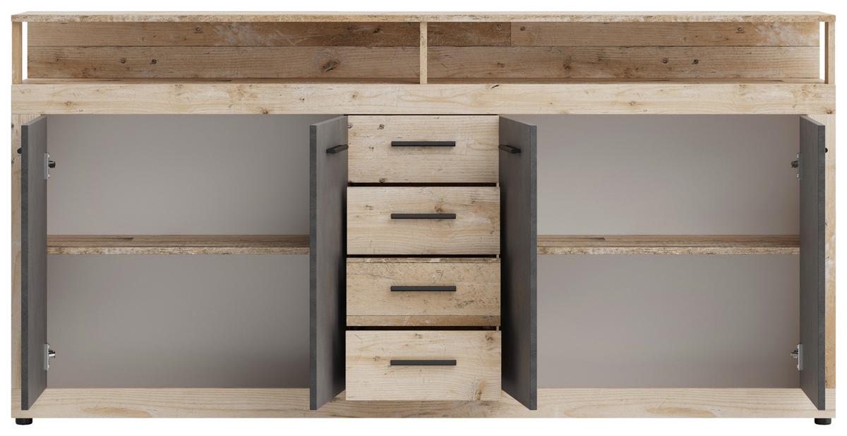 Sideboard Lupo Eiche Dekor Anthrazit B: 190 Cm - Eichefarben/Anthrazit, Design, Holzwerkstoff (190/96/32cm) - MID.YOU