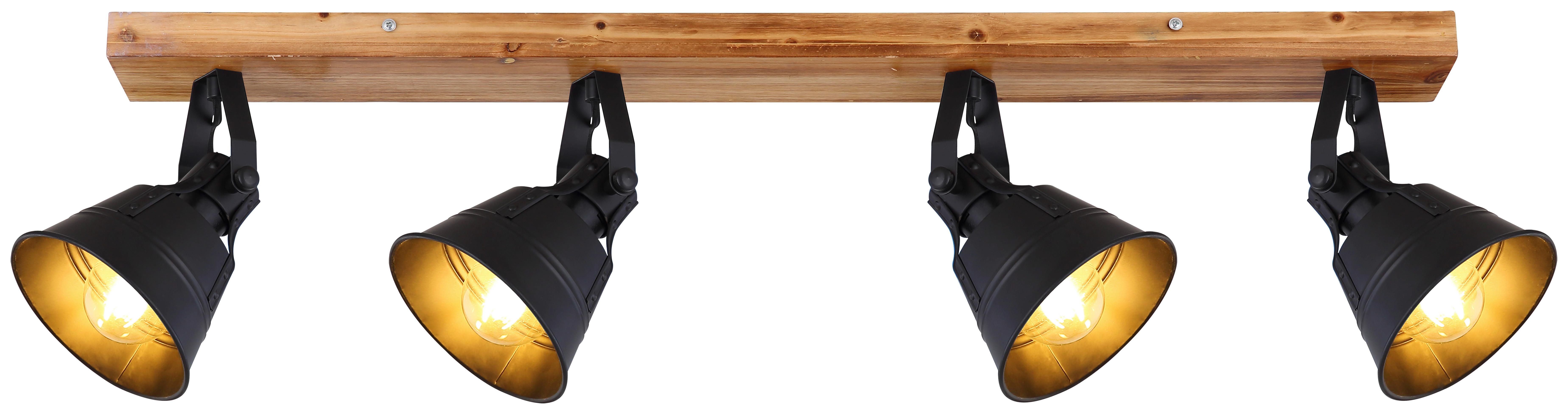 Strahler Günther 4-flammig Berstellbar L: 82 Cm - Goldfarben/Schwarz, Natur, Holz/Metall (82/24cm) - Globo