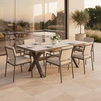 Záhradný stôl FLEUR - farba duba/tmavosivá, Modern, kov/keramika (180/75/90,5cm) - Bessagi Garden