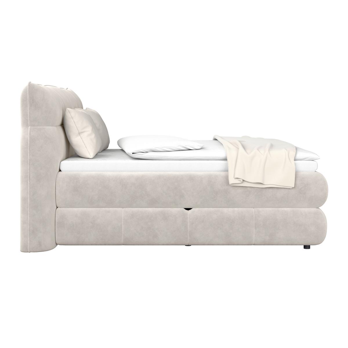 Boxspringbett Carmelo Beige 140x200 cm H3 - Beige/Schwarz, Trend, Textil (140/200cm)