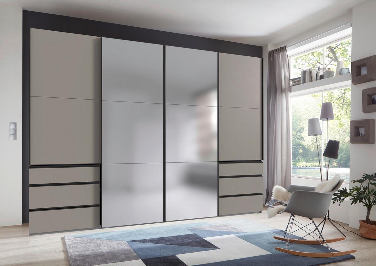 Schwebetürenschrank Level 36 A Grau Dekor/Spiegel, B: 300cm - Sahara, MODERN, Glas/Holzwerkstoff (300/216/65cm) - MID.YOU