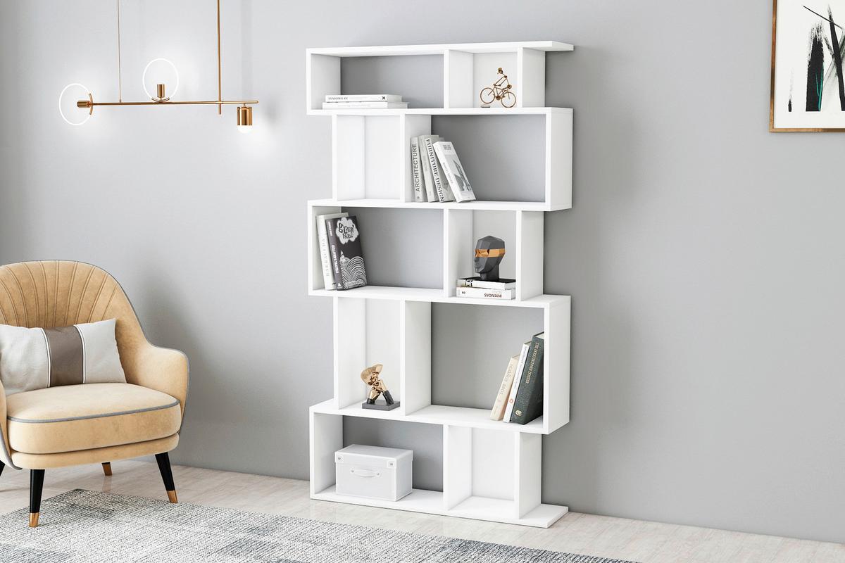 Wandregal Eros Standregal Weit - Weiß, Design, Holzwerkstoff (90/160/22cm) - Livetastic