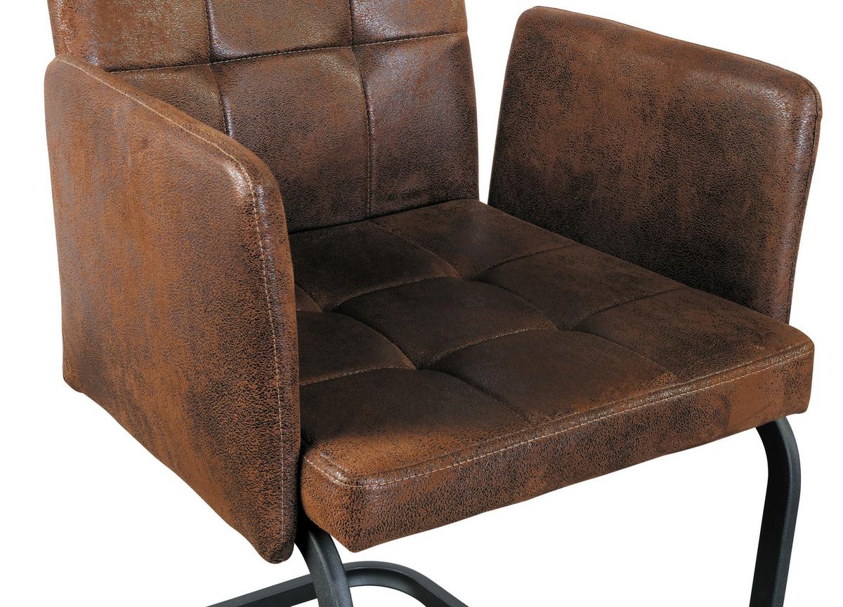 Armlehnstuhl Bordal Braun Gepolstert - Schwarz/Braun, MODERN, Textil/Metall (52/91/59,5cm) - MID.YOU