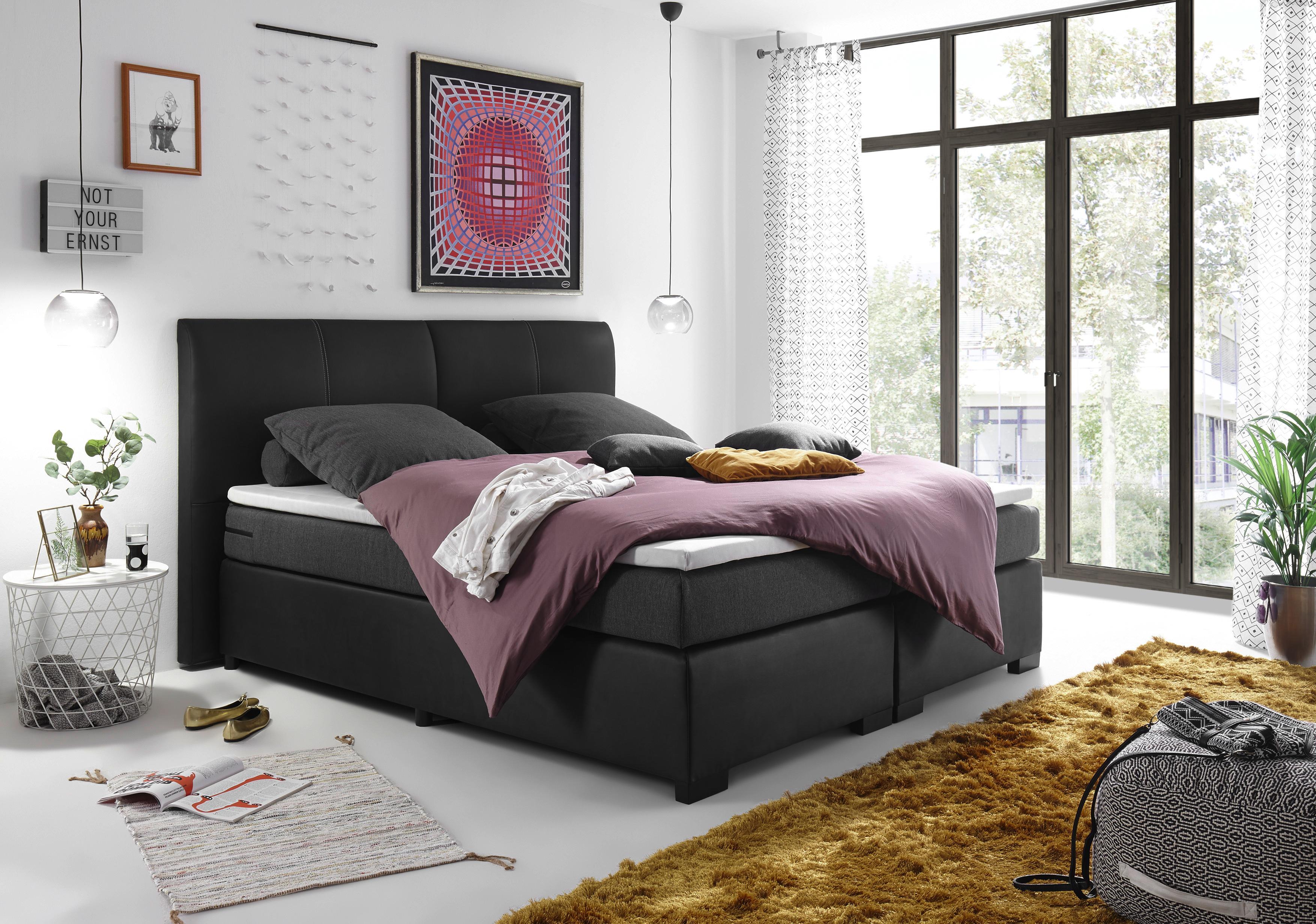 Boxspringbett im Lederlook 180x200