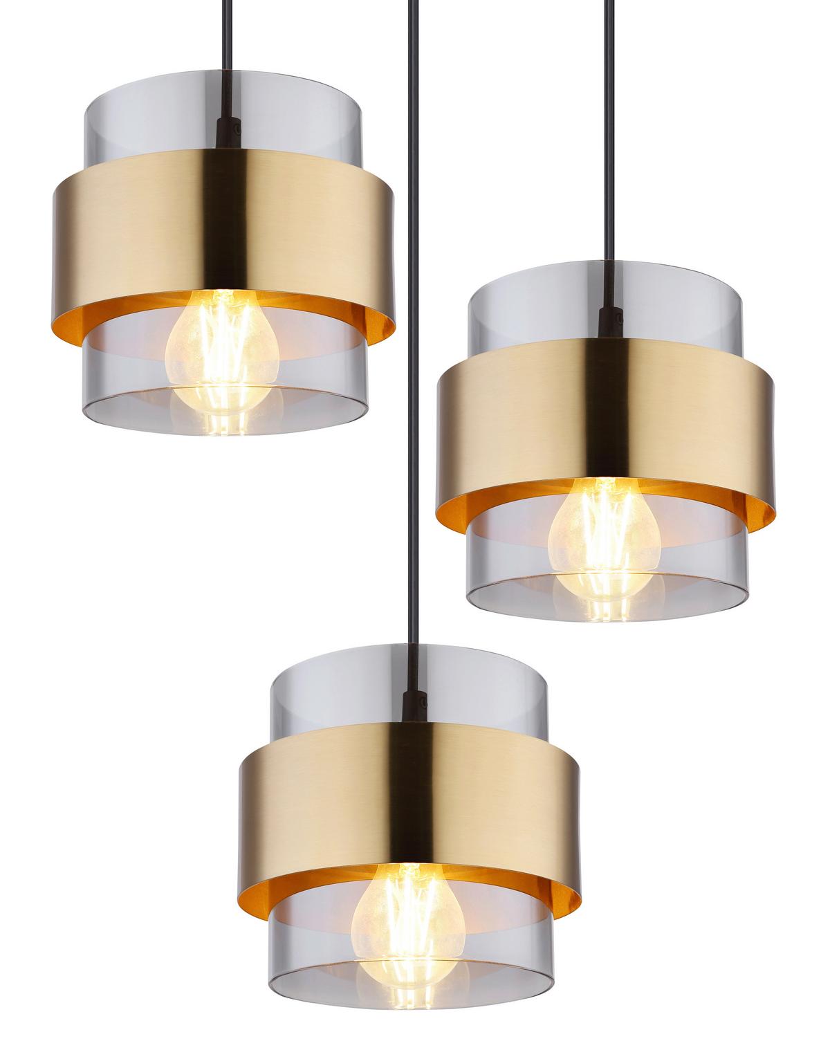 Függőlámpa 15560-8h - fekete/sárgarézszínű, Design, üveg/fém (103/31,5/120cm)
