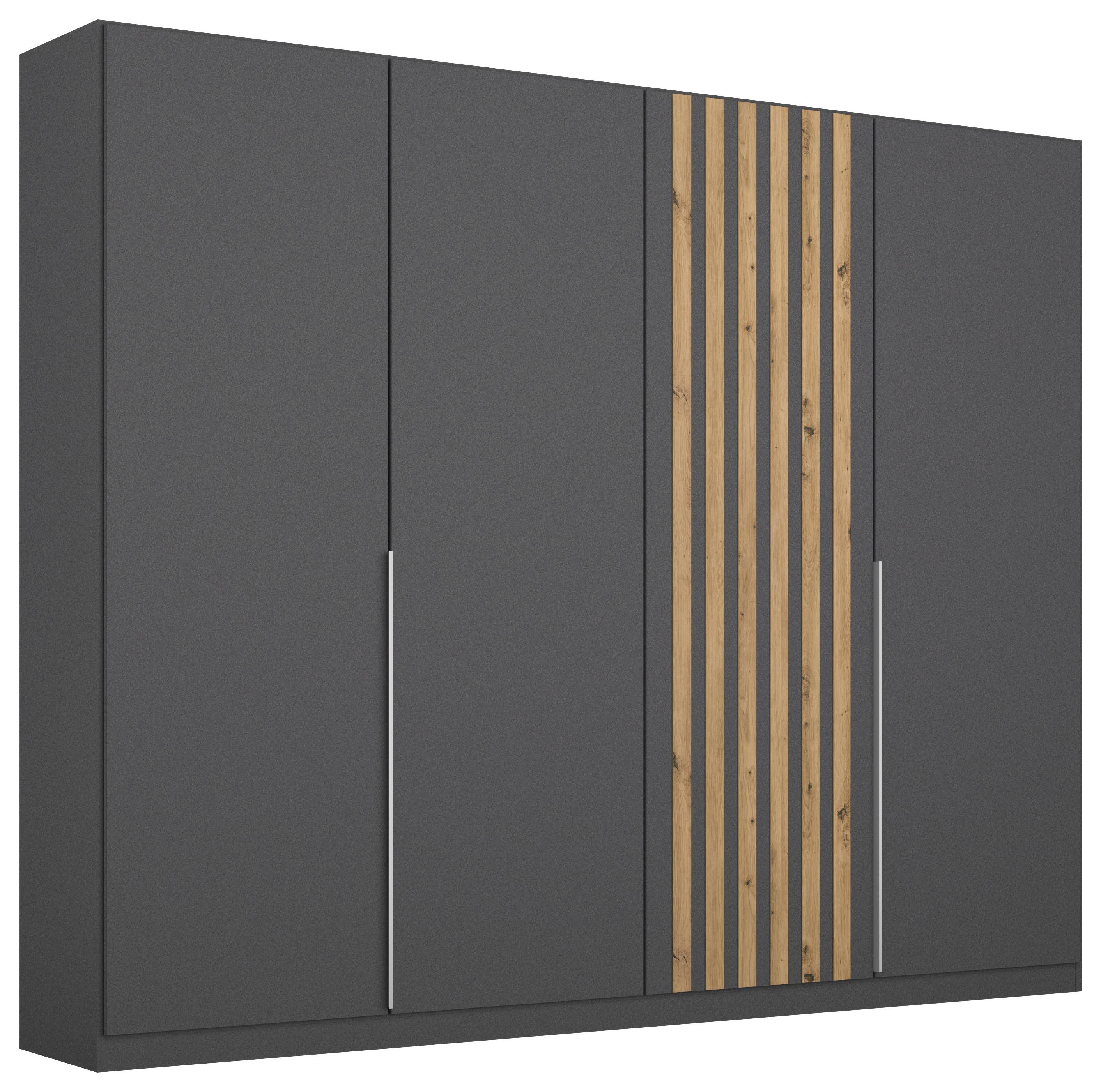 Drehtürenschrank 225 cm Lamella Grau/Eiche Dekor - Eiche Artisan/Grau, MODERN, Holzwerkstoff (226/210/54cm) - Rauch Möbel
