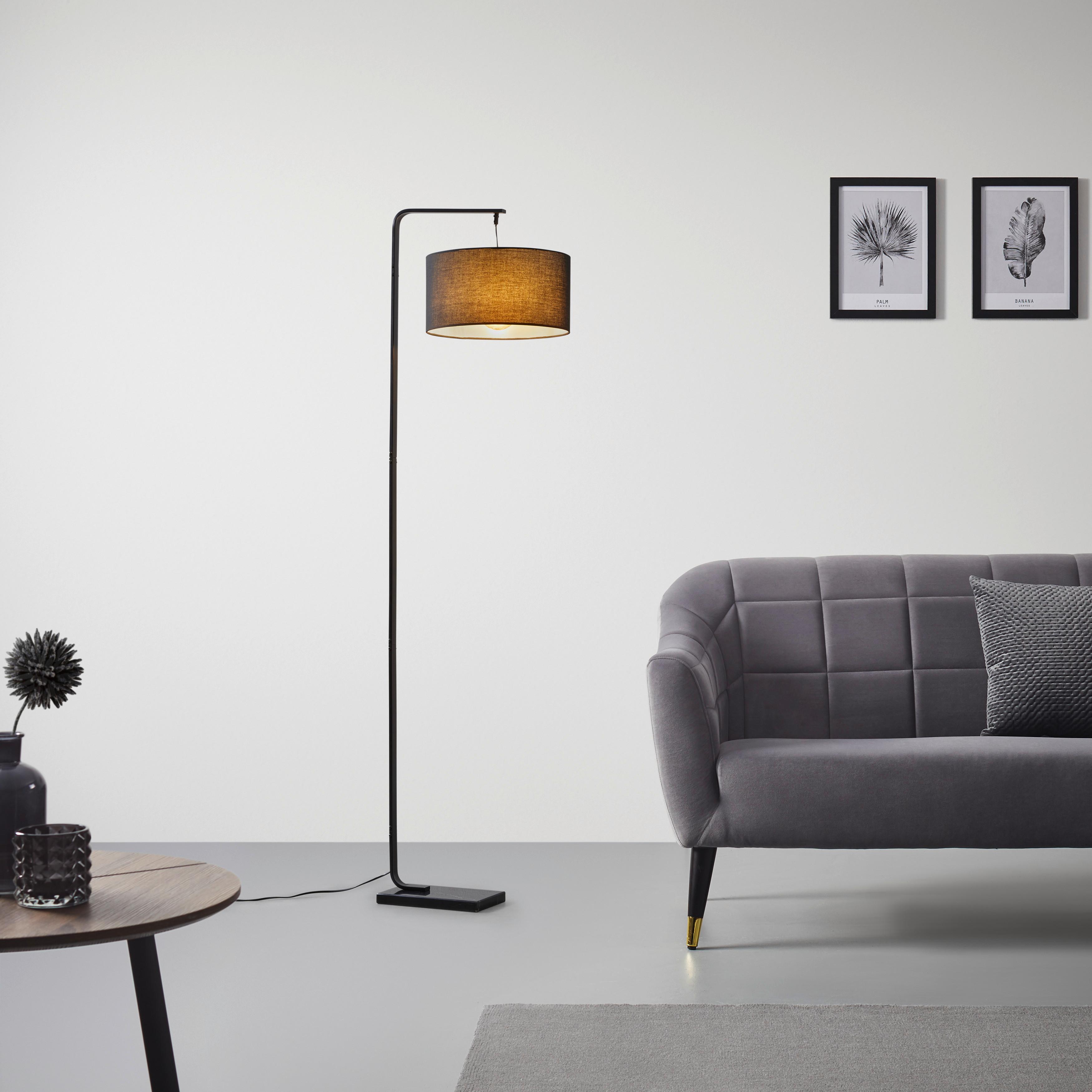 Stojacia lampa ALARA čierna - čierna, Modern, kov/textil (45/35/170cm) - Bessagi Home