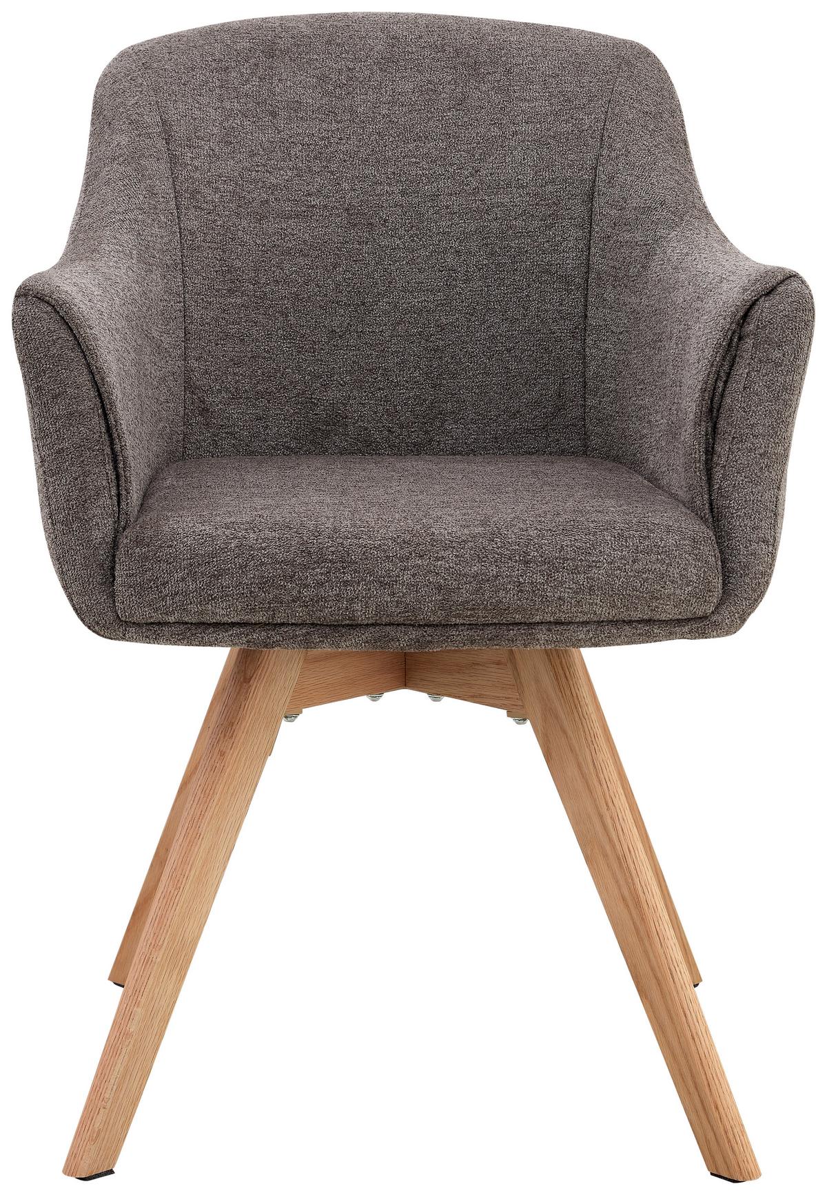 Armlehnstuhl Mats Webstoff Braun, B: 61 Cm - Braun/Naturfarben, KONVENTIONELL, Holz/Textil (61/85,5/63,5cm) - Livetastic