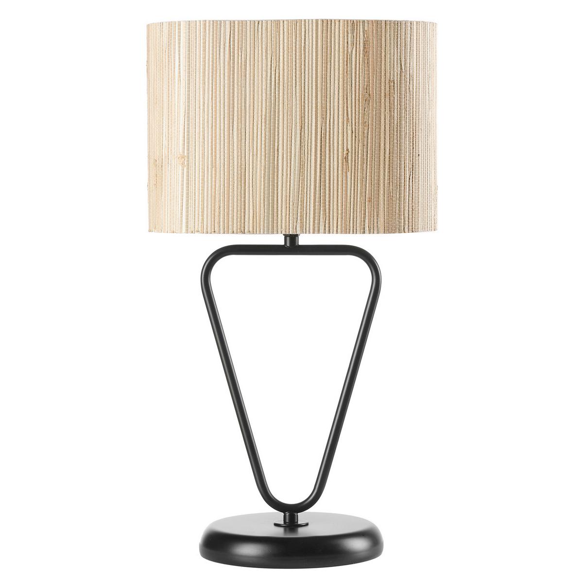 Tischleuchte Madu Schwarz Beige L: 25 Cm - Beige/Schwarz, Natur, Kunststoff/Textil (25/17/46cm)