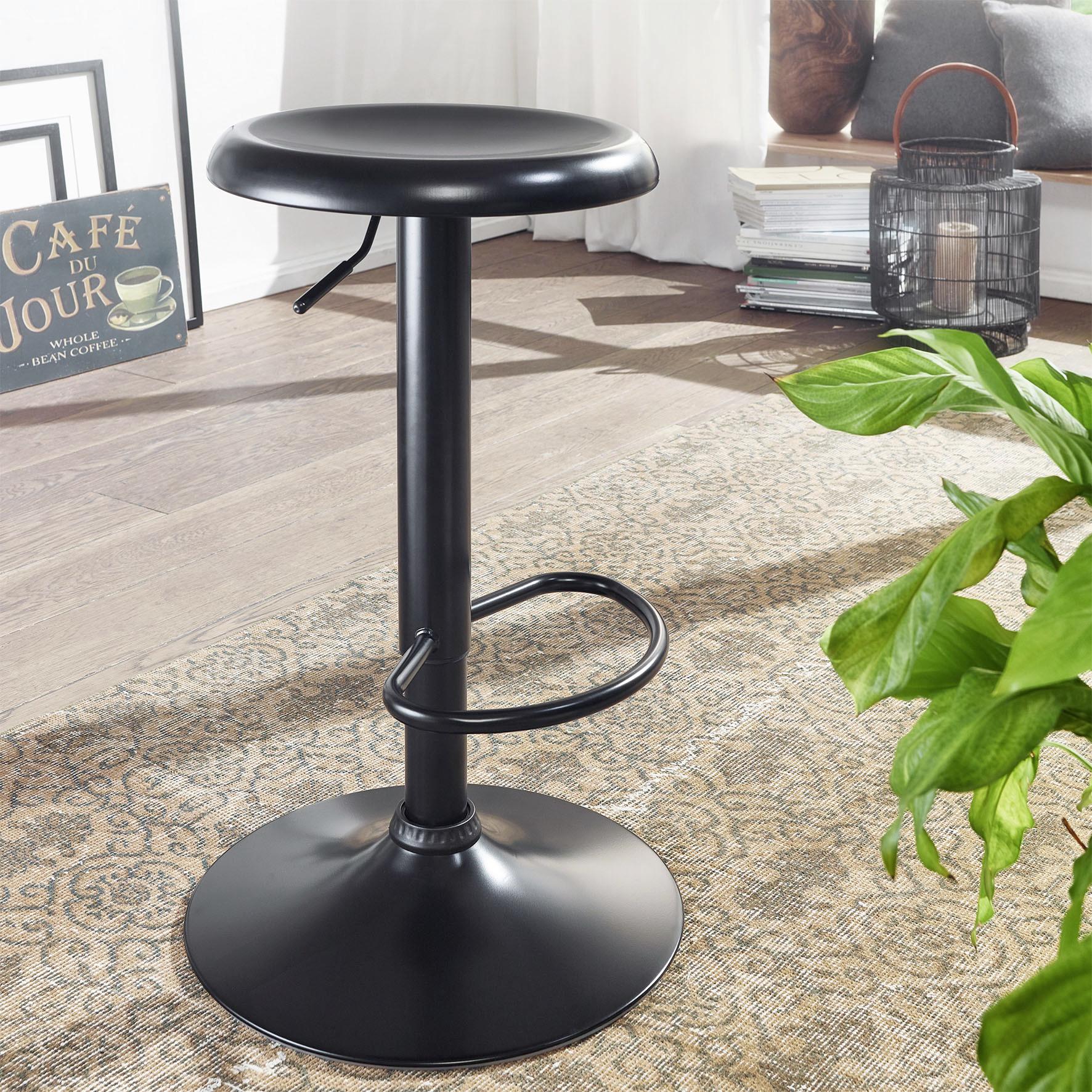Barhocker Höhenverstellbar Mit Fußablage Schwarz - Schwarz, MODERN, Metall (40/79/40cm) - MID.YOU