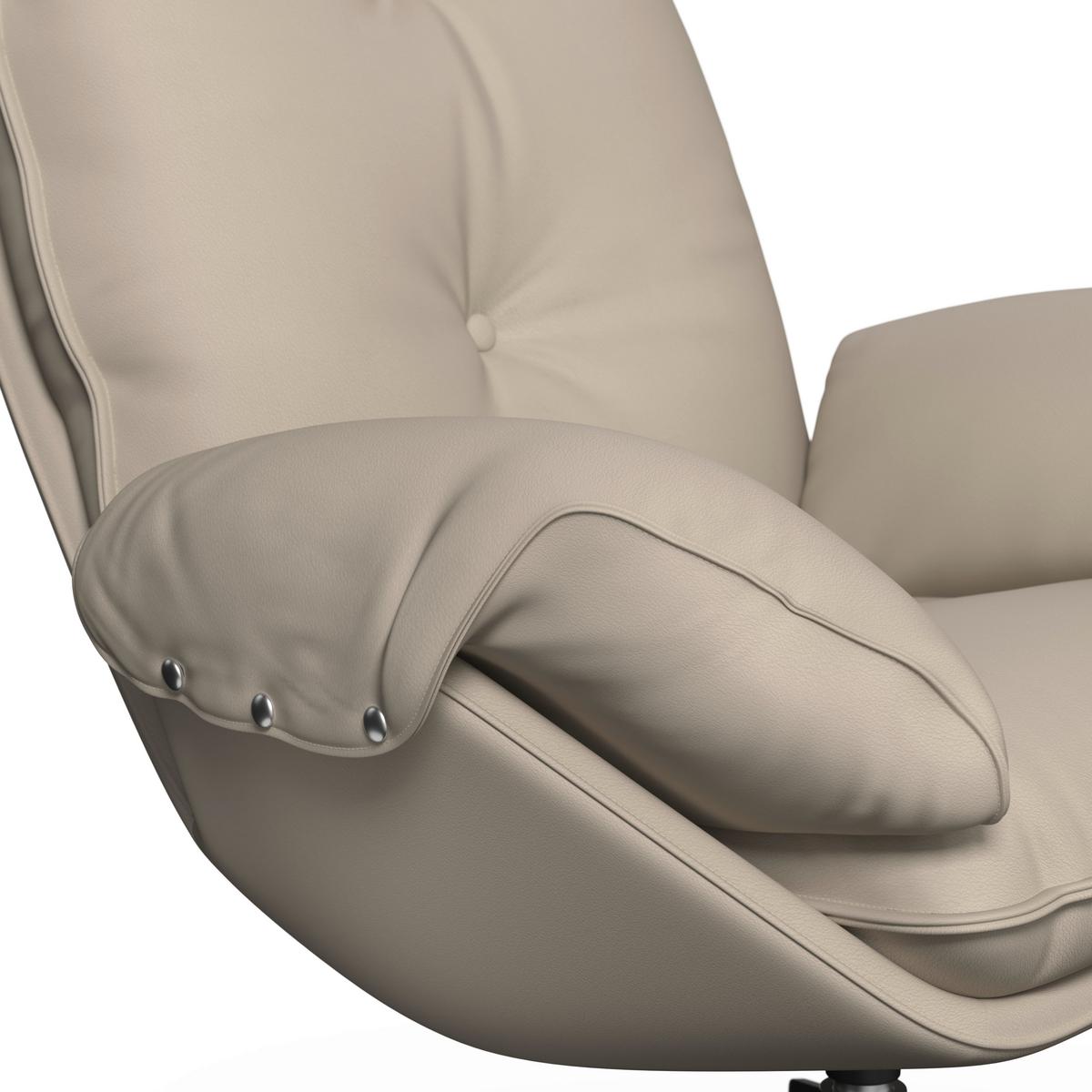 Relaxační křeslo ANDREA, béžová, s taburetem - černá/béžová, Moderní, kov/dřevo (82/105/80cm) - Bessagi Home