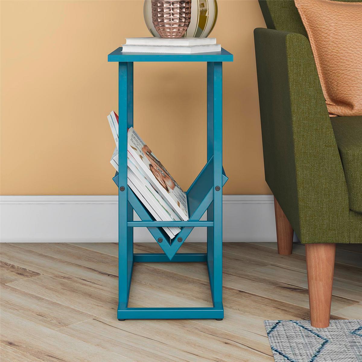 Beistelltisch Metall Blau H: 59 cm - Blau, Design, Papier/Holzwerkstoff (49/59/28cm) - MID.YOU