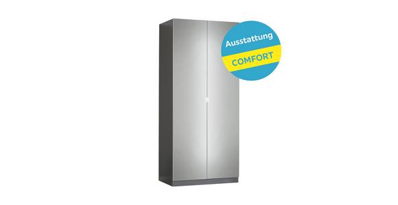 Drehtürenschrank Mit Spiegel 91cm Unit Anthrazit - Anthrazit, MODERN, Holzwerkstoff (91,1/210/58,3cm) - Ondega