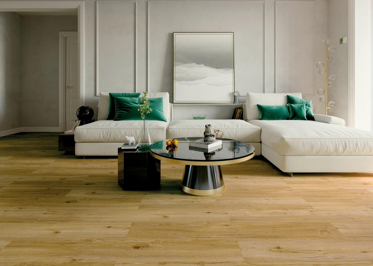 Designboden Eichefarben Landhausdiele Stärke 2,5mm - Eichefarben, Basics, Kunststoff (121.9/18.4/0.25cm)