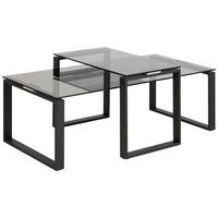 Couchtisch 2er-set Mit Glasplatten Katrine Schwarz - Klar/Schwarz, Trend, Glas/Metall (115/55/45cm) - Livetastic