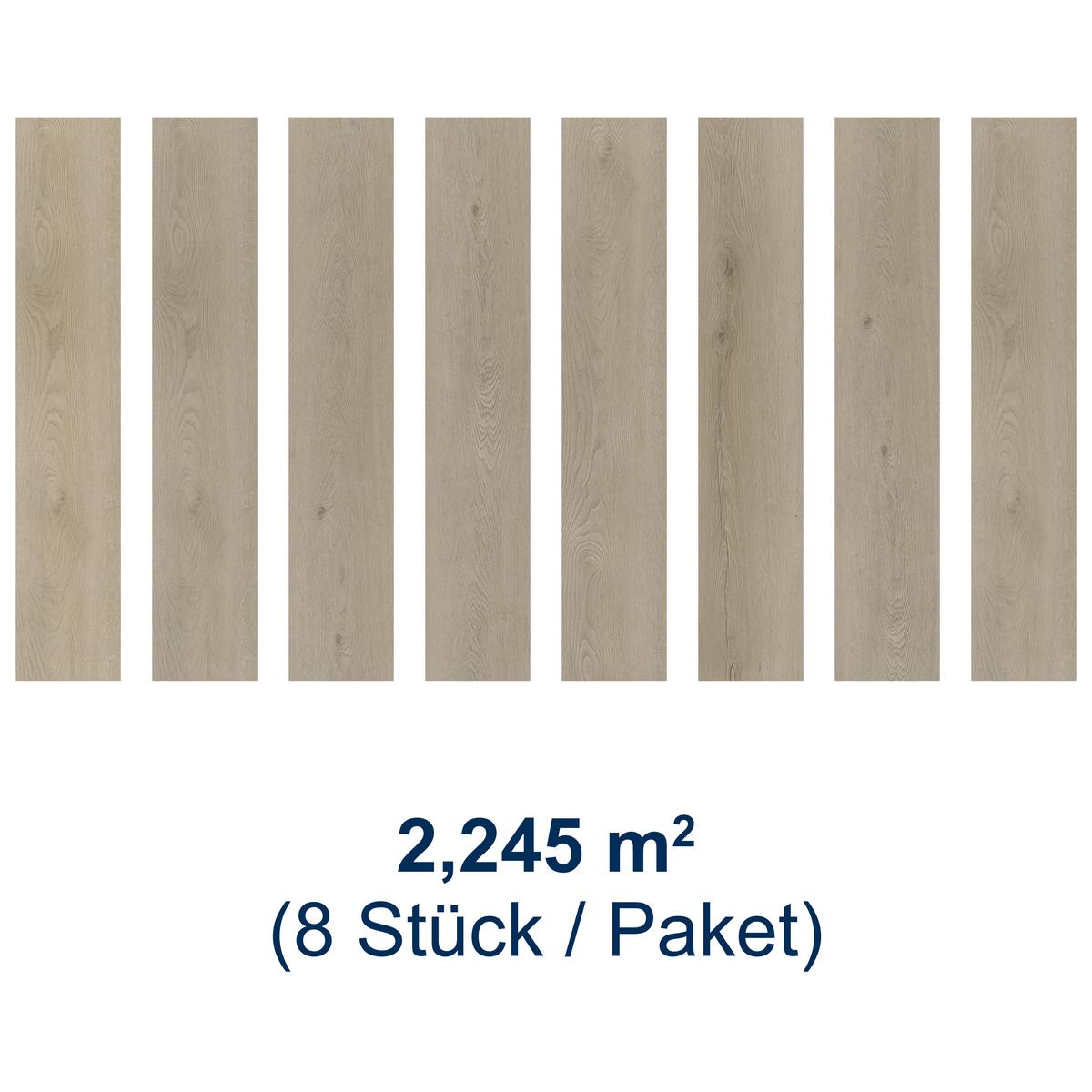 Designboden Eichefarben/Grau /Hellbraun Landhausdiele Stärke 4,8mm - Hellbraun/Eichefarben, Basics, Kunststoff (122/23/0.48cm)