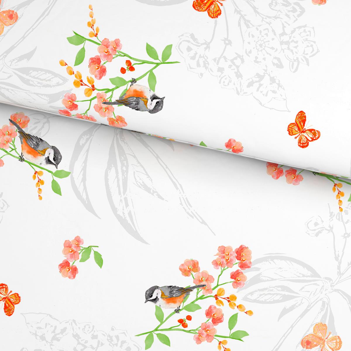 Bettwäsche Amalia - Orange/Weiß, ROMANTIK / LANDHAUS, Textil - James Wood